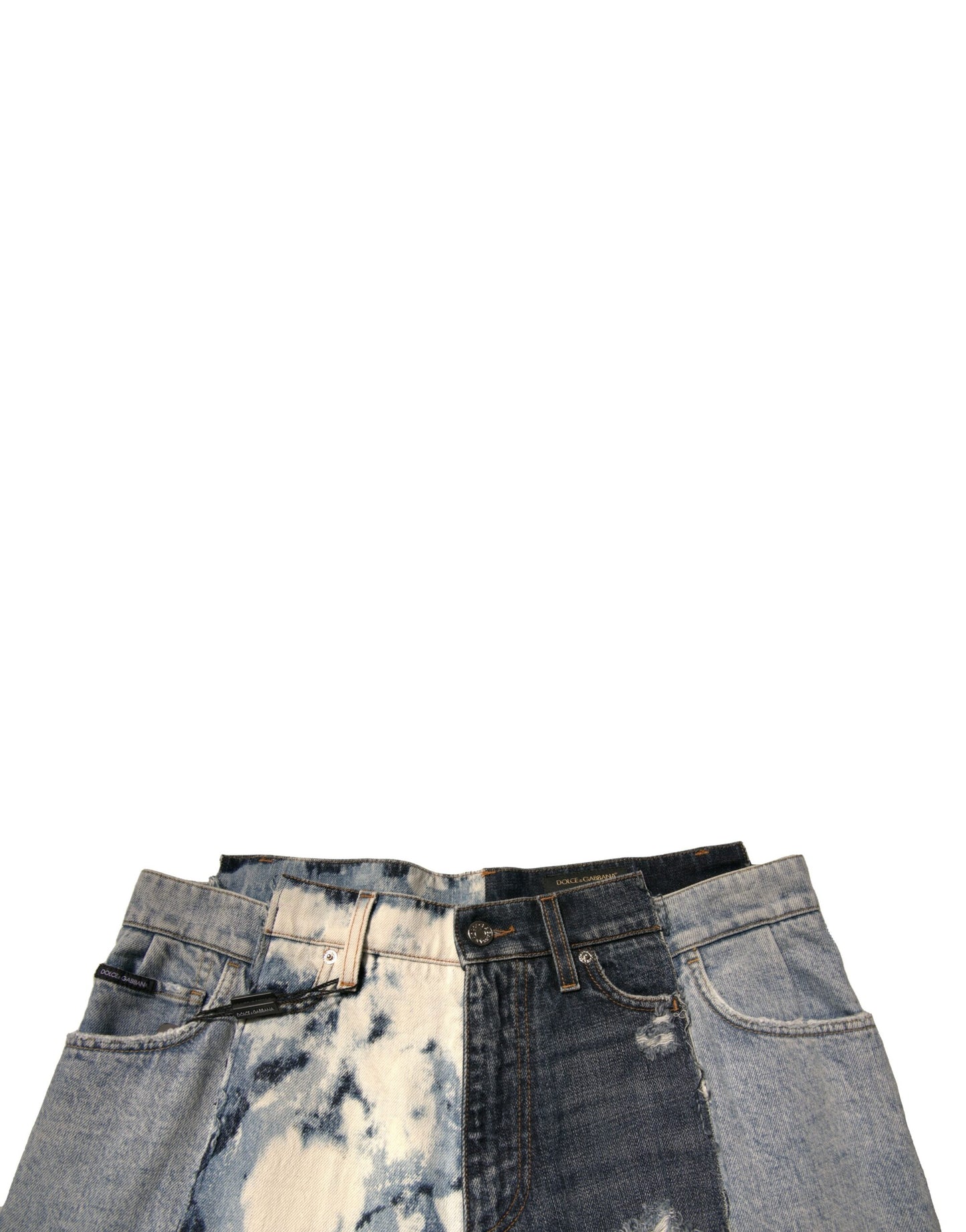 Dolce & Gabbana Multicolor Patchwork Cotton Straight Men Denim Jeans Dolce & Gabbana