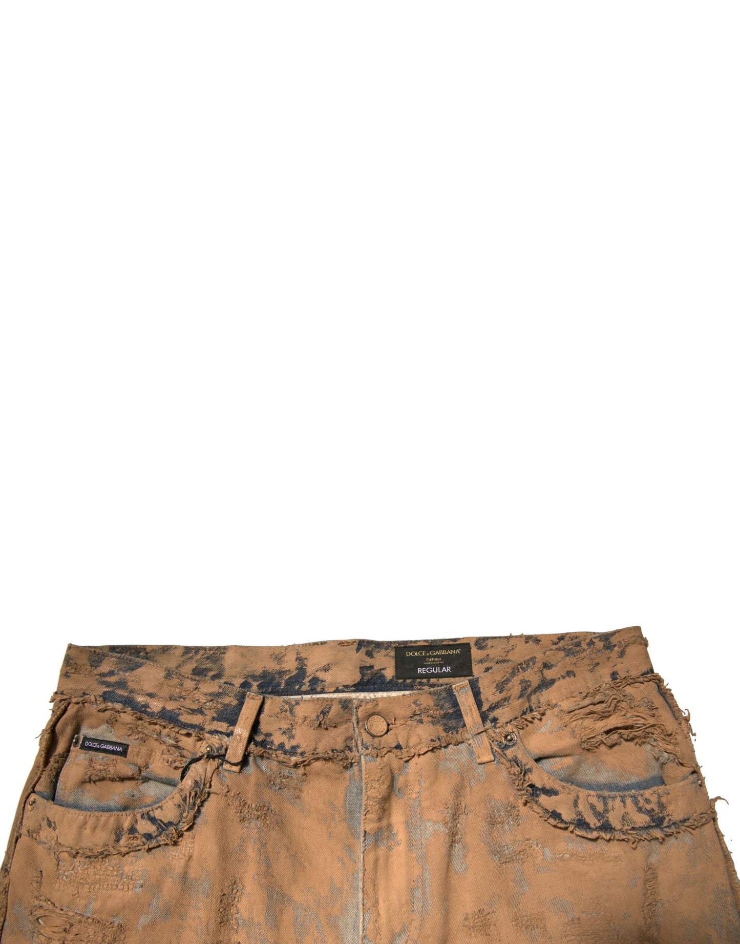 Dolce & Gabbana Brown Tattered Cotton Skinny Denim Jeans Dolce & Gabbana