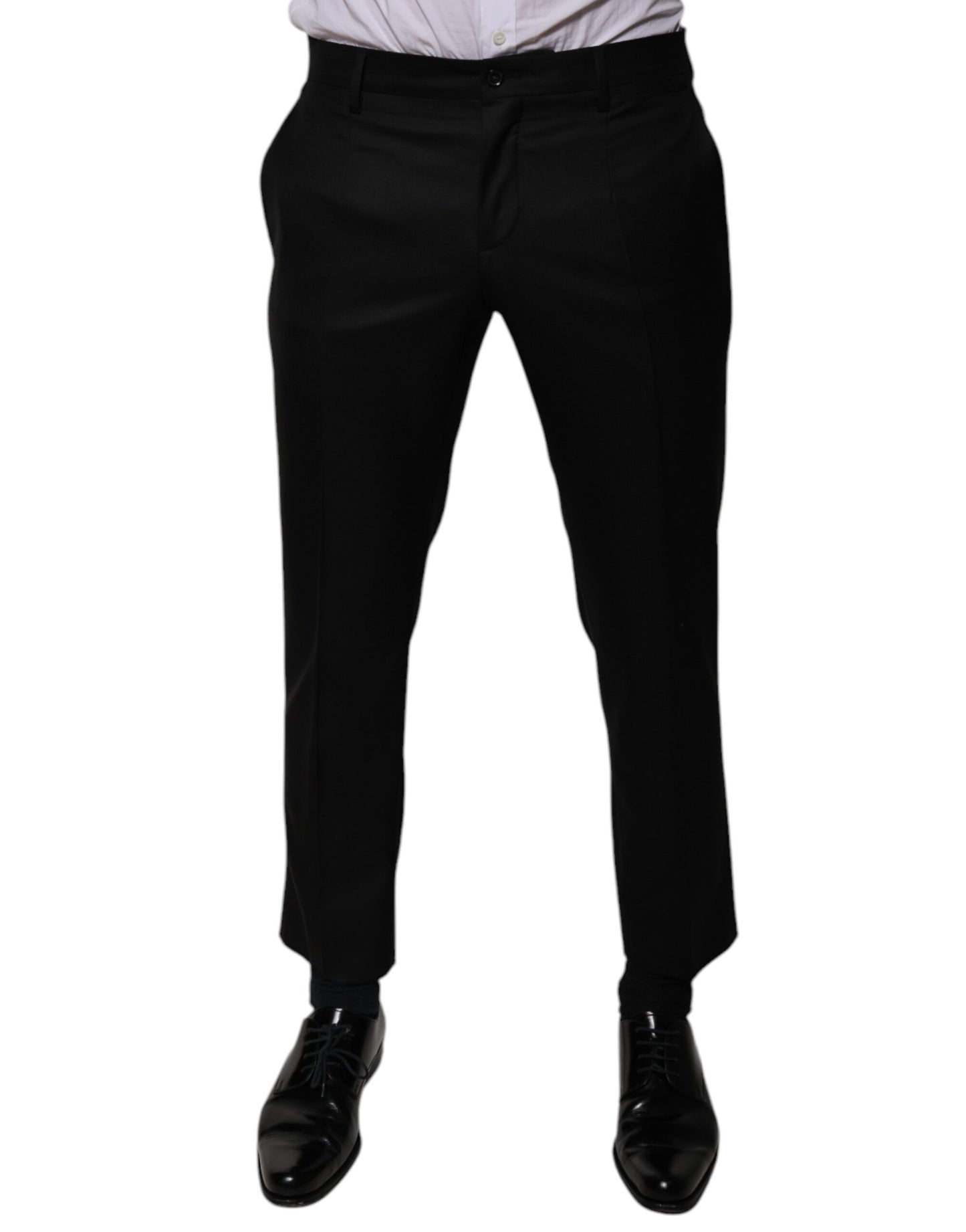 Dolce & Gabbana Black Wool Tapered Formal Dress Pants Dolce & Gabbana