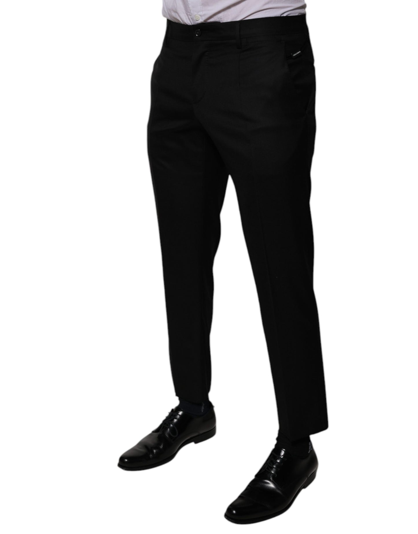 Dolce & Gabbana Black Wool Tapered Formal Dress Pants Dolce & Gabbana