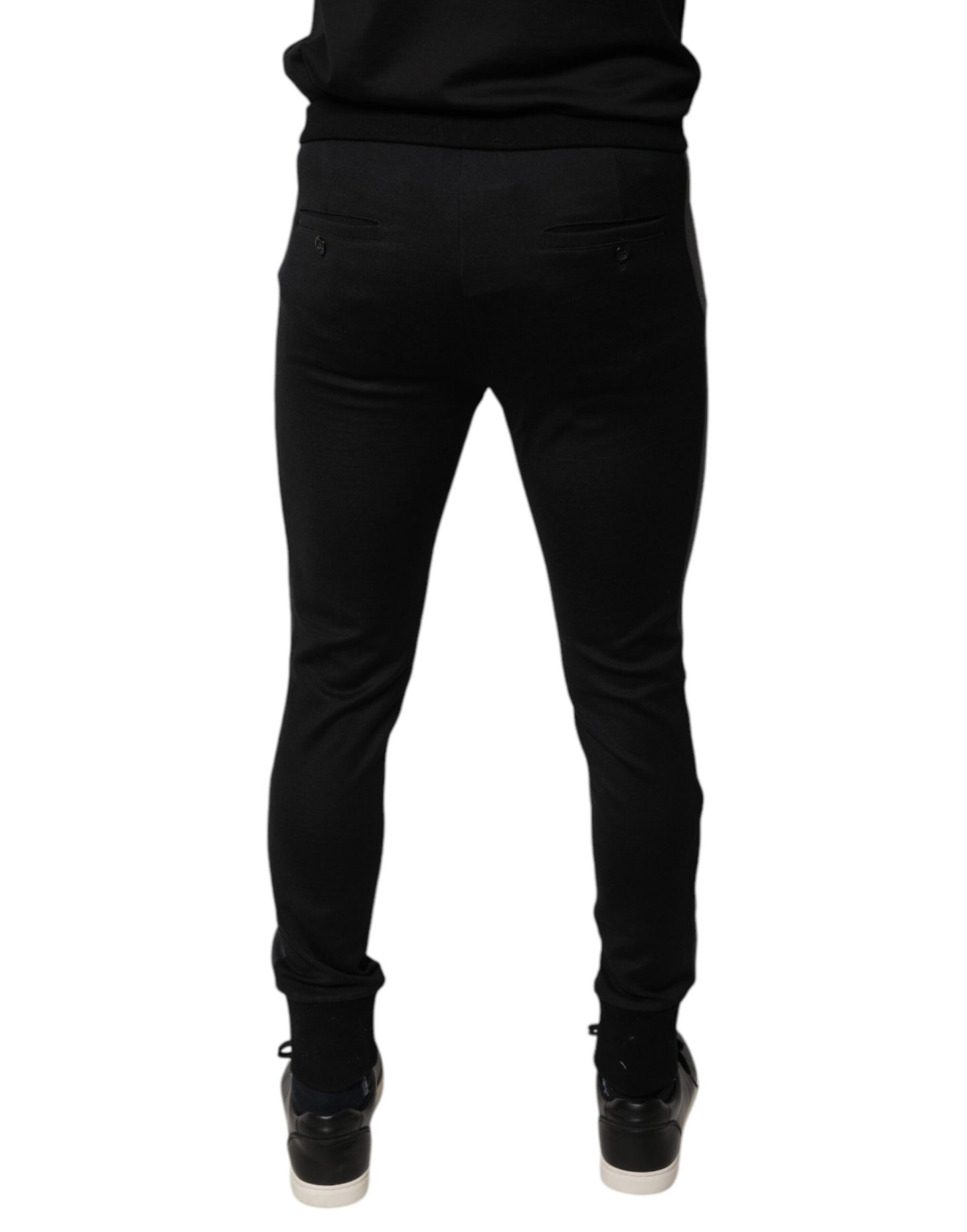 Dolce & Gabbana Black Horseshoe Embellished Wool Slim Fit Pants Dolce & Gabbana