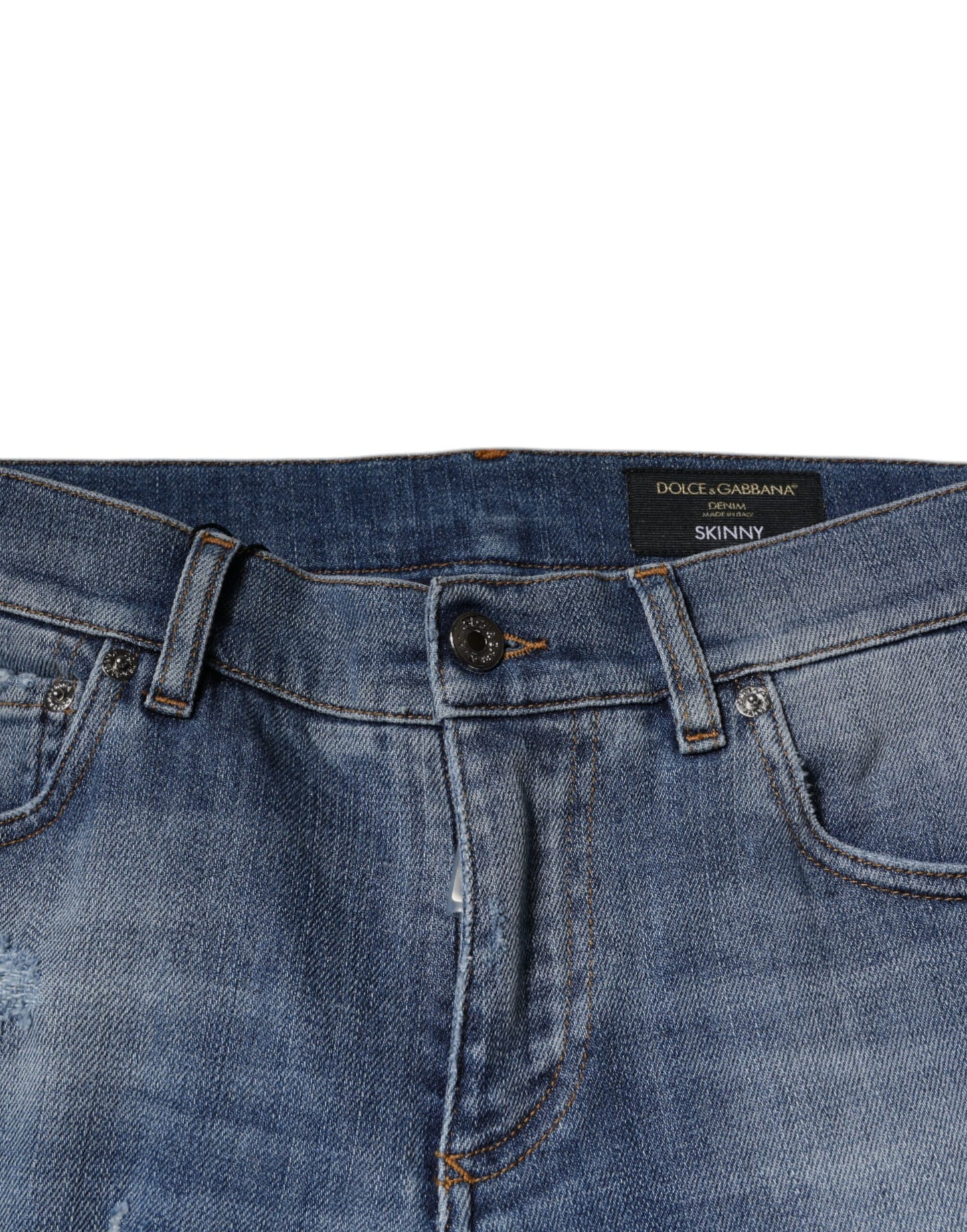 Dolce & Gabbana Blue Tattered Cotton Stretch Skinny Denim Jeans Dolce & Gabbana
