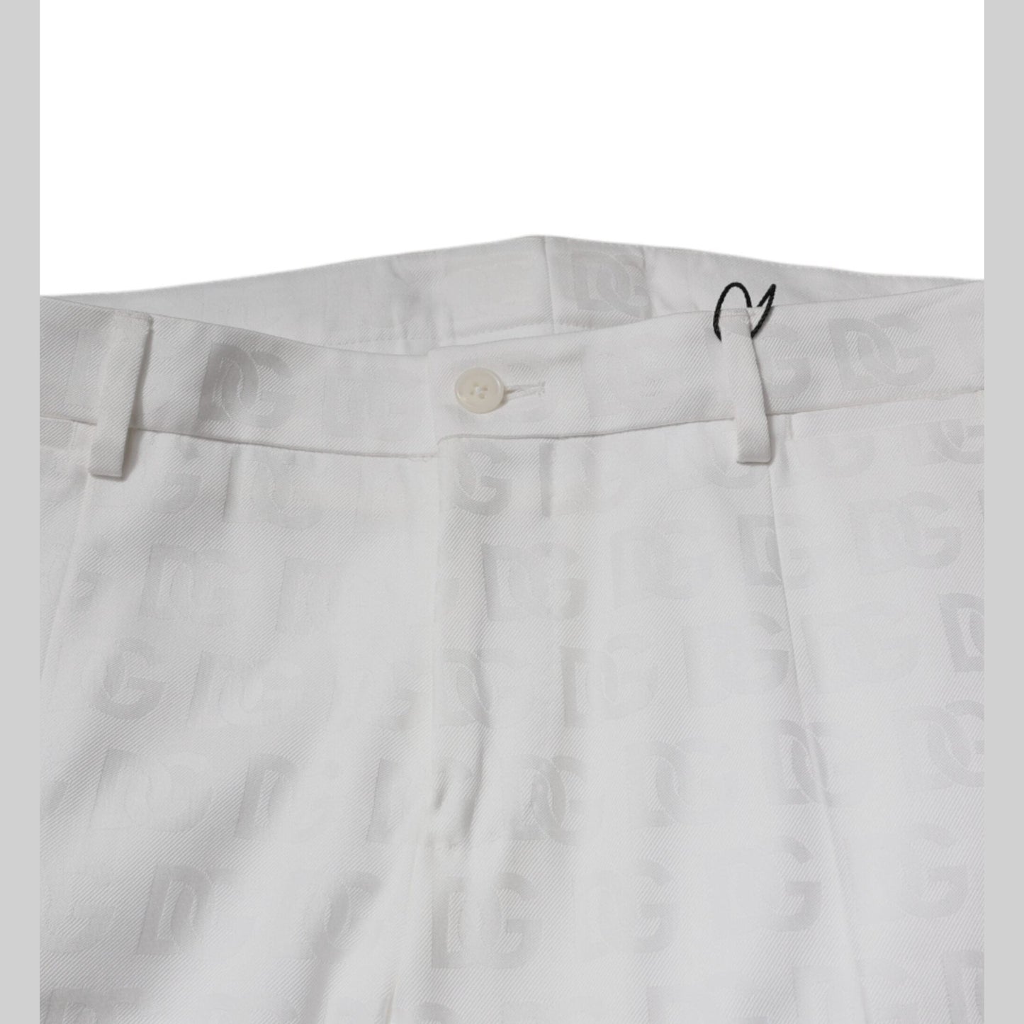 Dolce & Gabbana White Cotton Tapered Formal Dress Pants