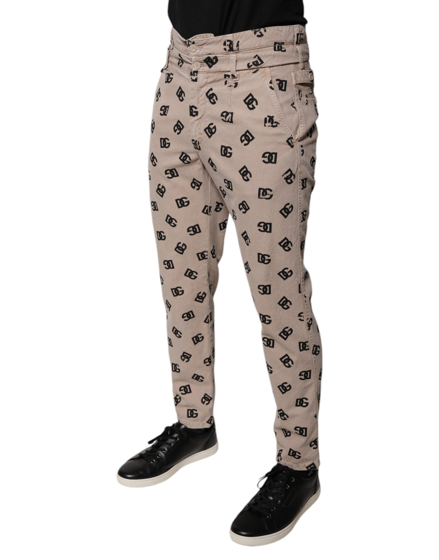 Dolce & Gabbana Beige Logo Cotton Skinny Denim Jeans Dolce & Gabbana