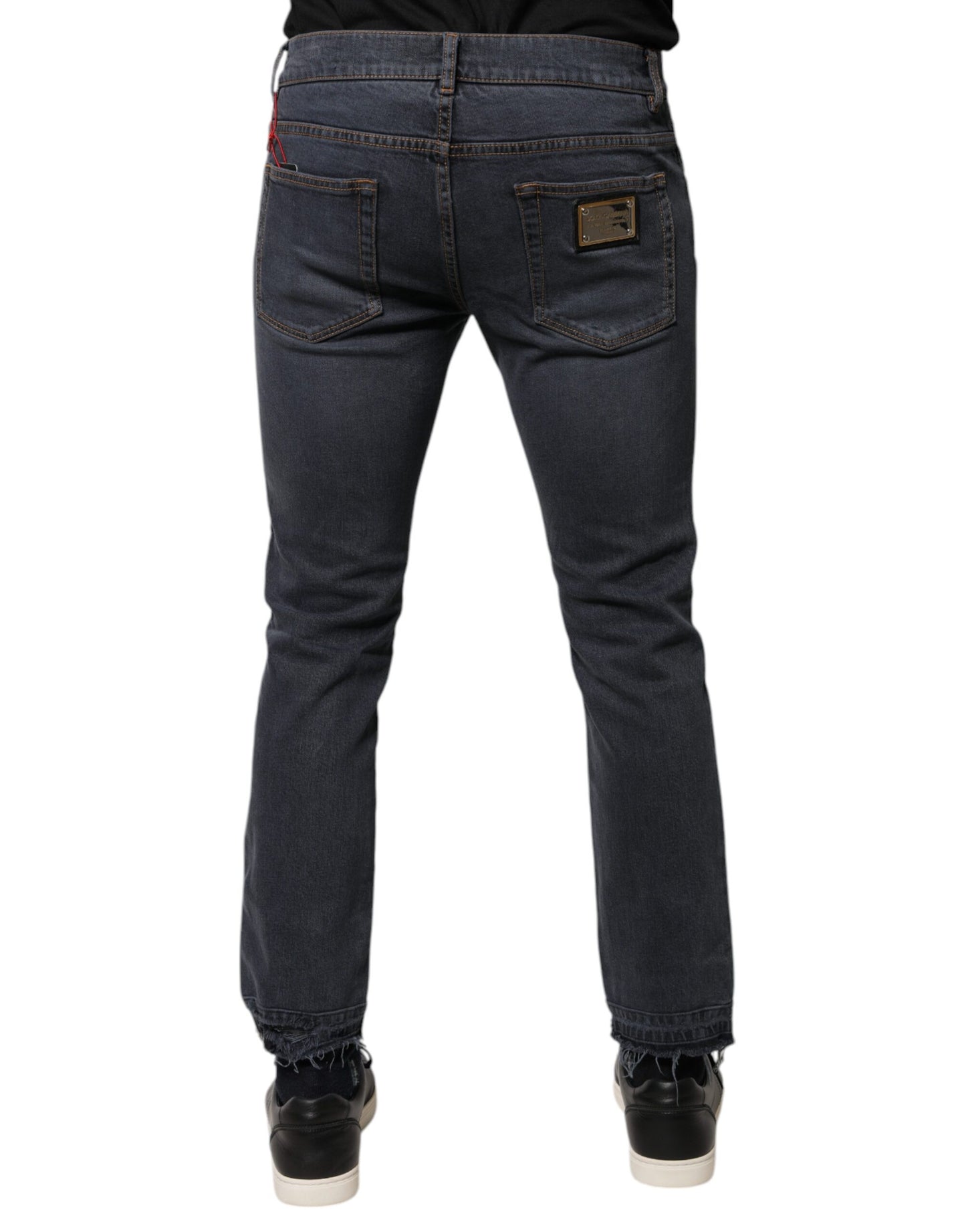 Dolce & Gabbana Dark Gray Cotton Skinny Denim Jeans Dolce & Gabbana