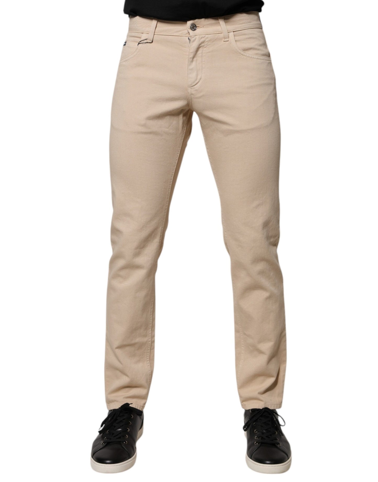 Dolce & Gabbana Beige Cotton Stretch Regular Men Denim Jeans Dolce & Gabbana