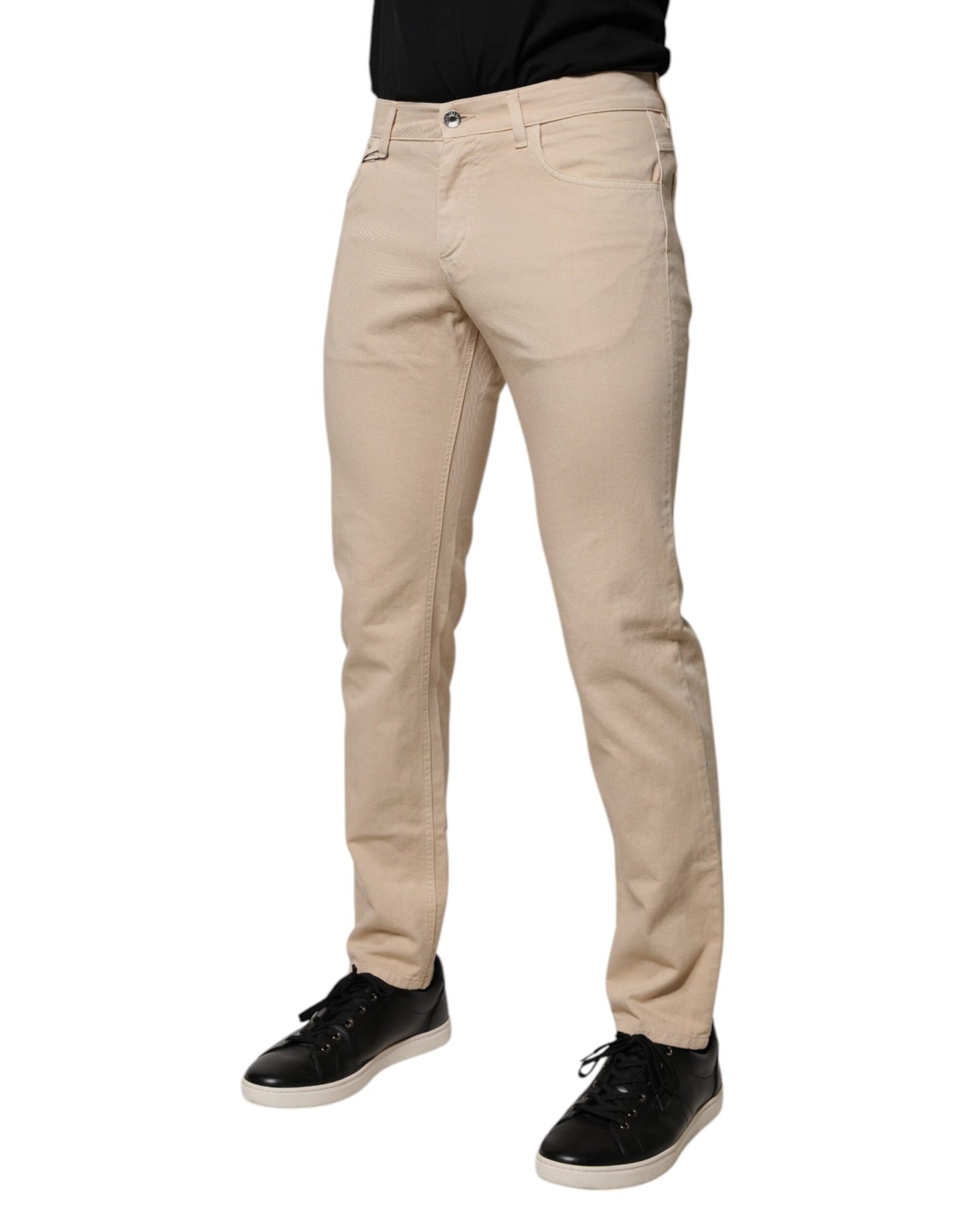 Dolce & Gabbana Beige Cotton Stretch Regular Men Denim Jeans Dolce & Gabbana