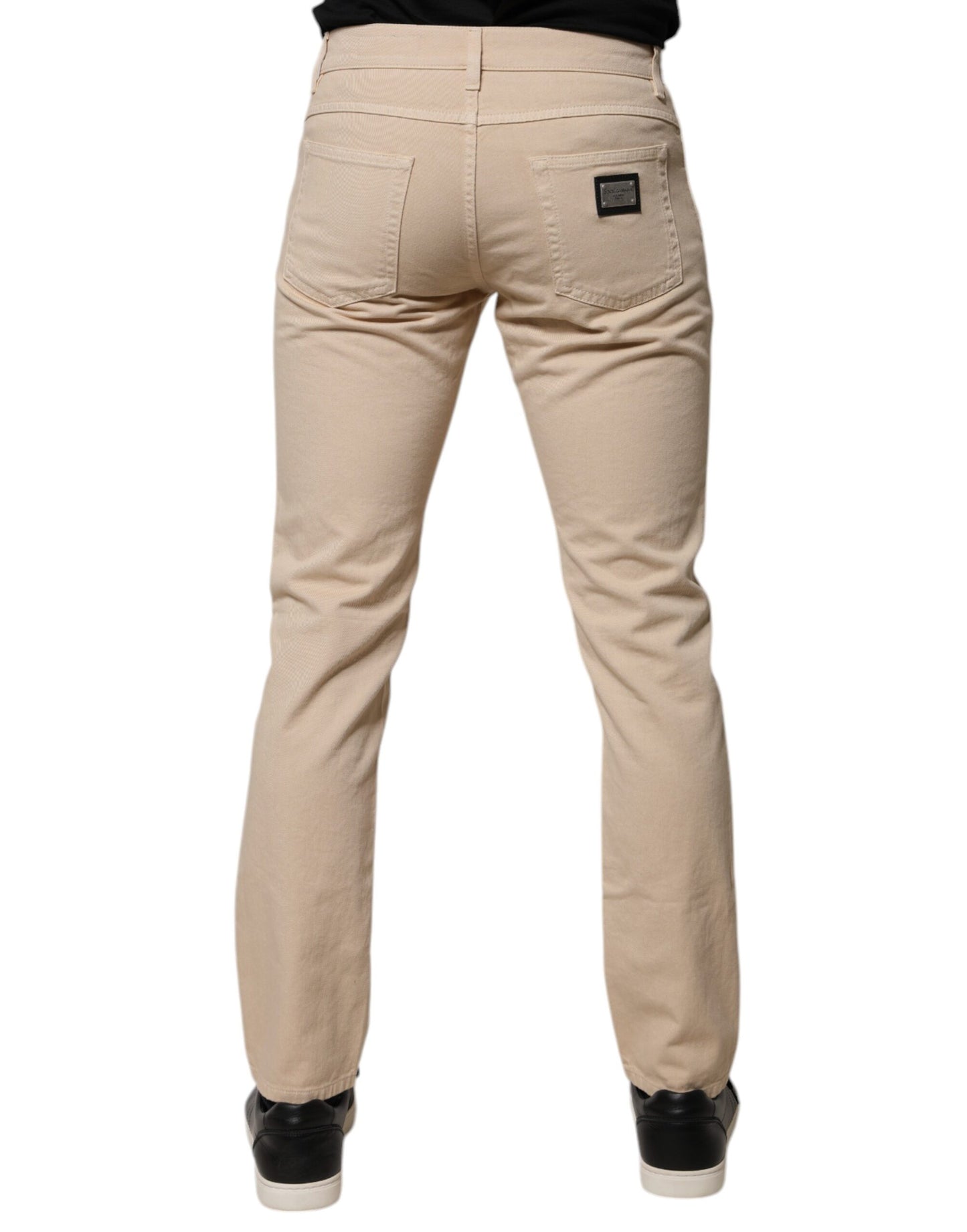 Dolce & Gabbana Beige Cotton Stretch Regular Men Denim Jeans Dolce & Gabbana