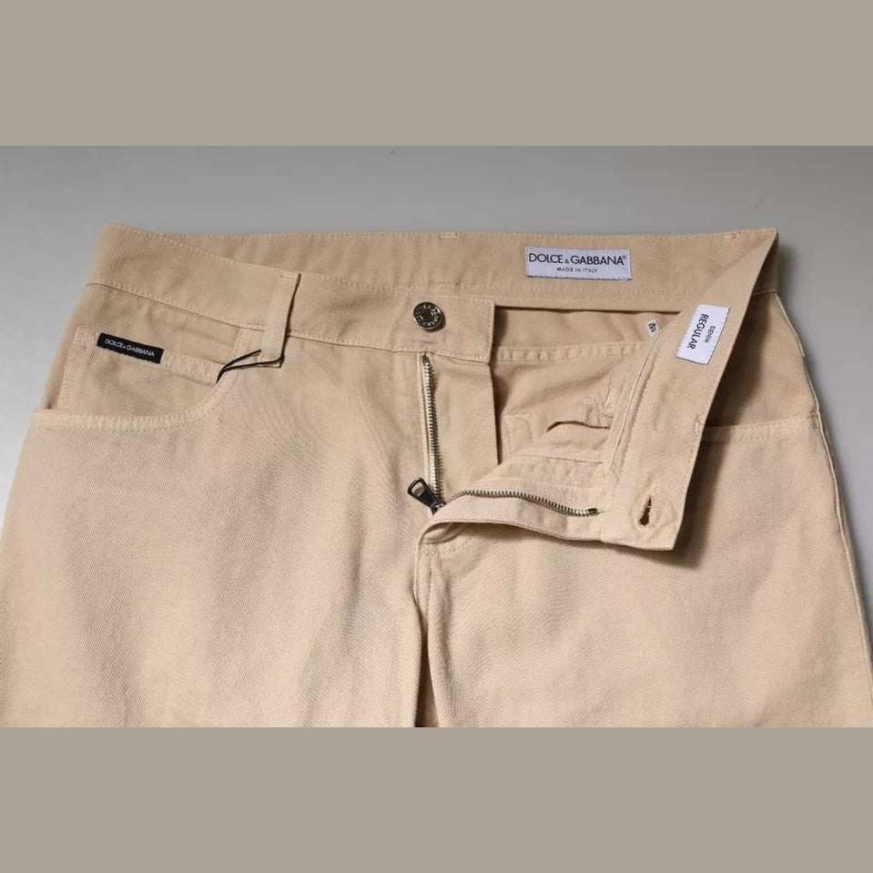 Dolce & Gabbana Beige Cotton Stretch Regular Men Denim Jeans