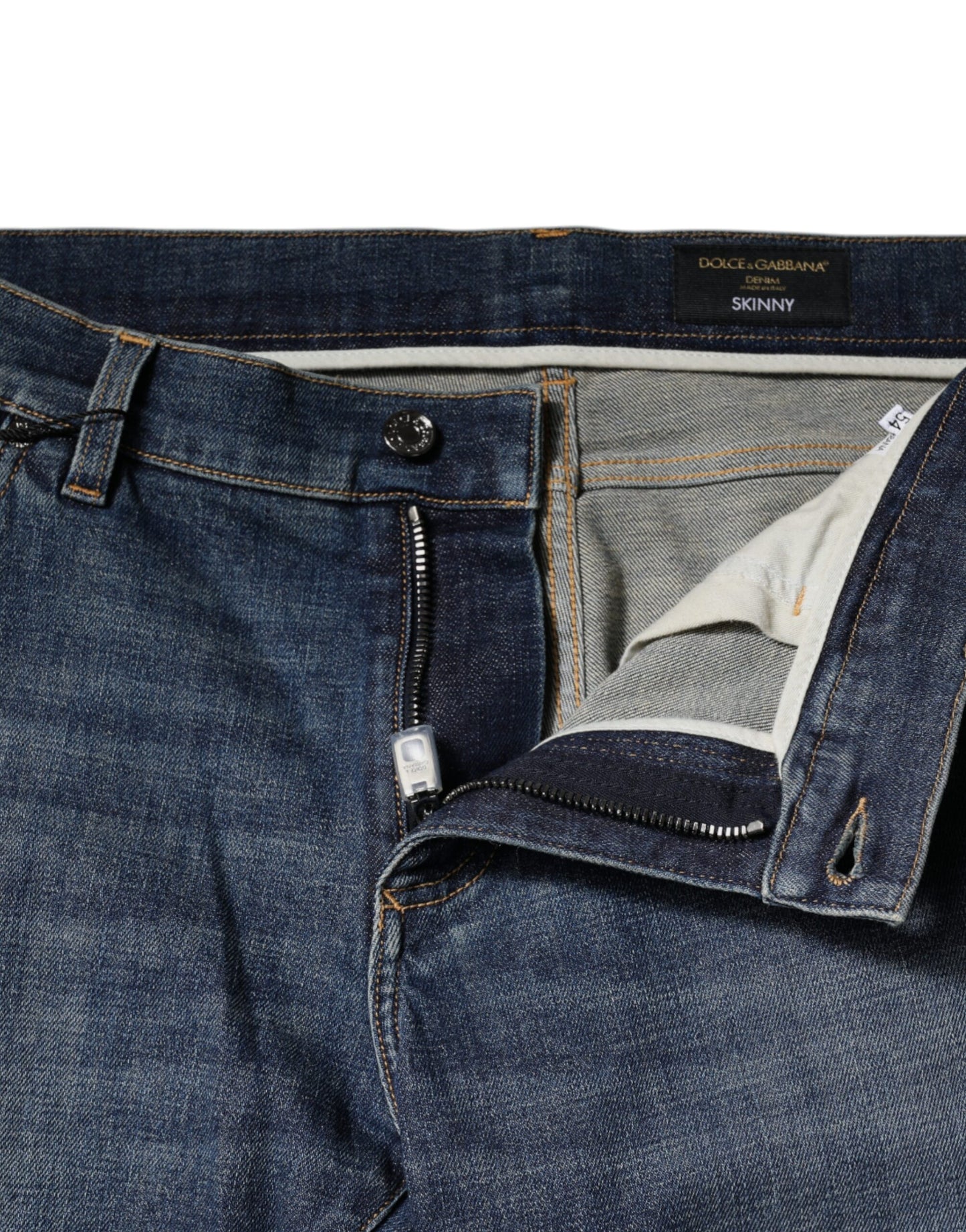 Dolce & Gabbana Blue Logo Plaque Cotton Skinny Denim Jeans Dolce & Gabbana