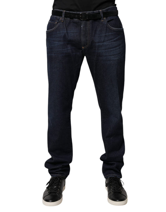 Dolce & Gabbana Dark Blue Cotton Skinny Denim Jeans Dolce & Gabbana