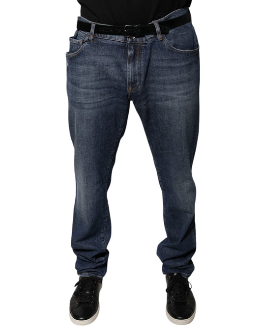 Dolce & Gabbana Dark Blue Cotton Logo Skinny Denim Jeans Dolce & Gabbana
