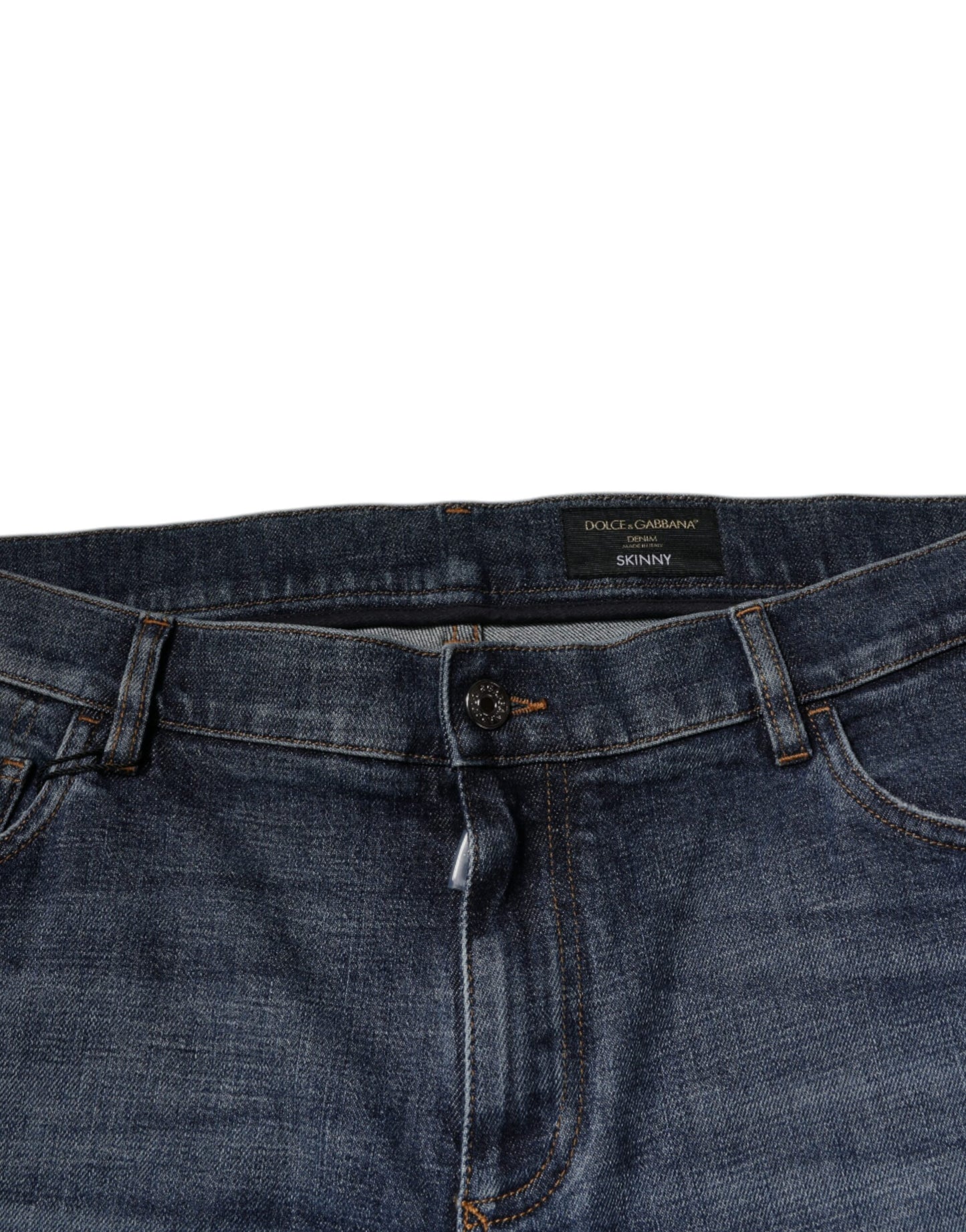 Dolce & Gabbana Dark Blue Cotton Logo Skinny Denim Jeans Dolce & Gabbana