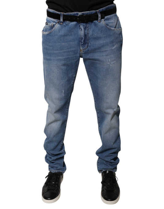 Dolce & Gabbana Light Blue Cotton Men Skinny Denim Jeans Dolce & Gabbana