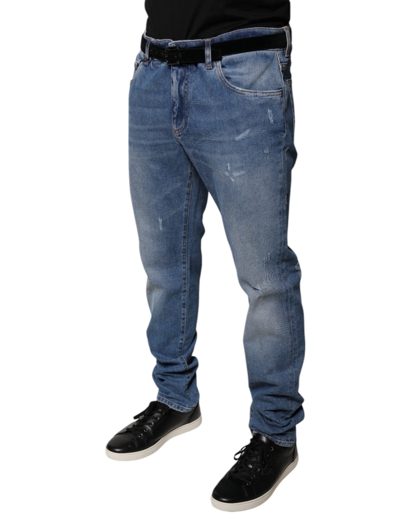 Dolce & Gabbana Light Blue Cotton Men Skinny Denim Jeans Dolce & Gabbana