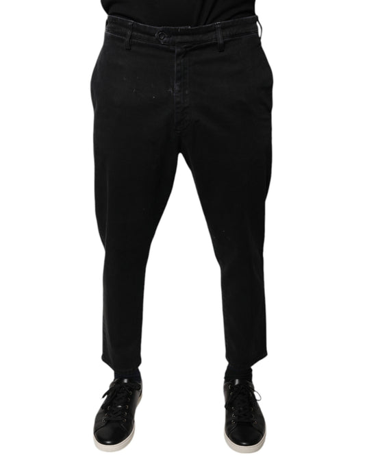 Dolce & Gabbana Black HOUSTON Men Cropped Denim Jeans Dolce & Gabbana