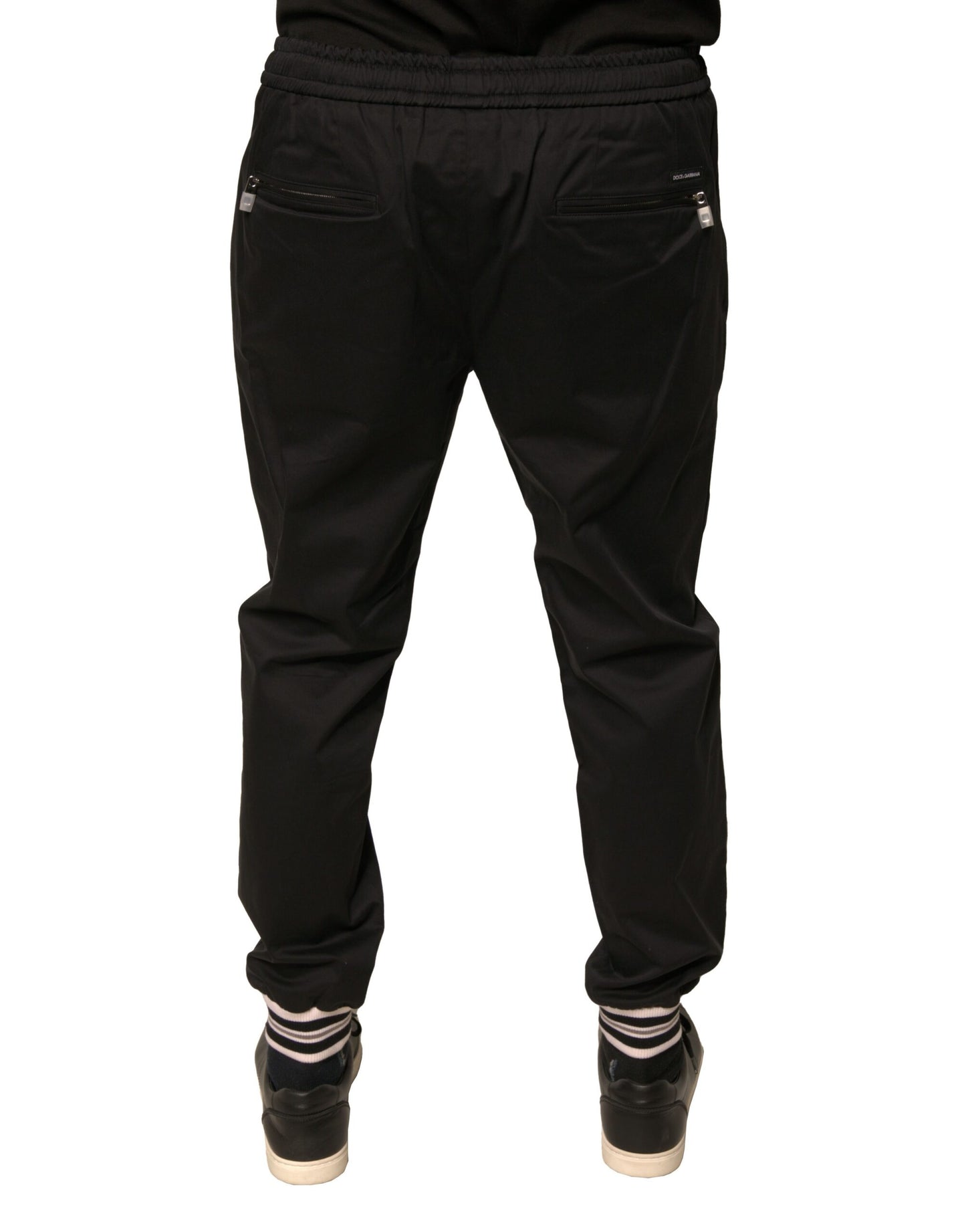 Dolce & Gabbana Black Cotton Stretch Jogger Sweatpants Pants Dolce & Gabbana