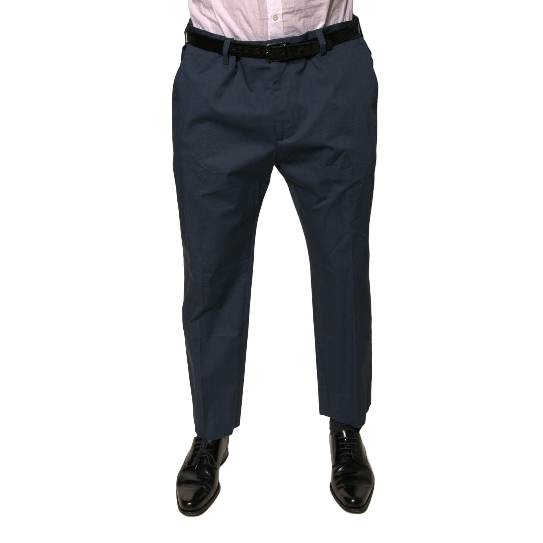 Dolce & Gabbana Blue Cotton Men Skinny Dress Pants Eljoys Fashion Dolce & Gabbana Blue Cotton Men Skinny Dress Pants Eljoys Fashion