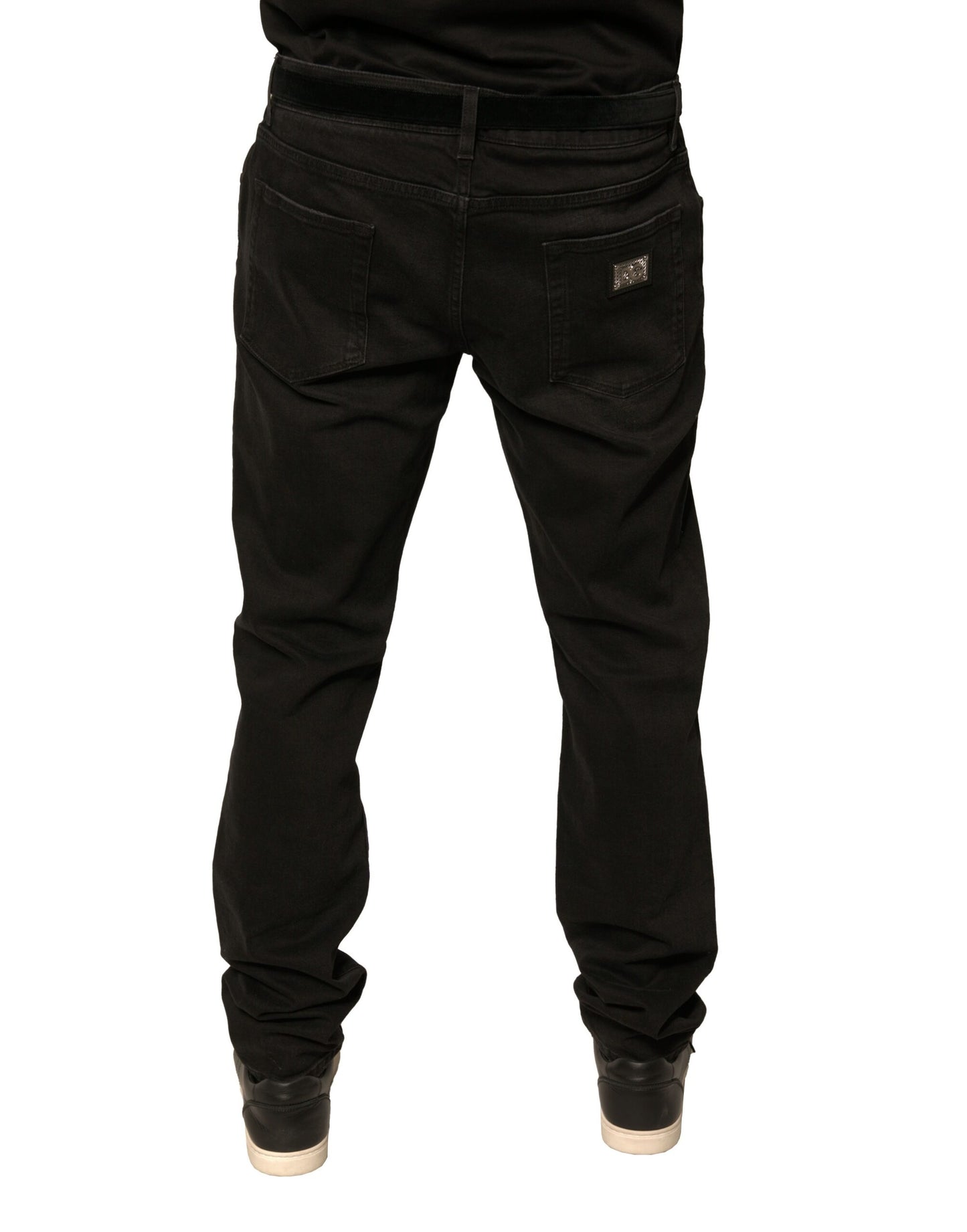 Dolce & Gabbana Black Ripped Logo Cotton Skinny Denim Jeans Dolce & Gabbana