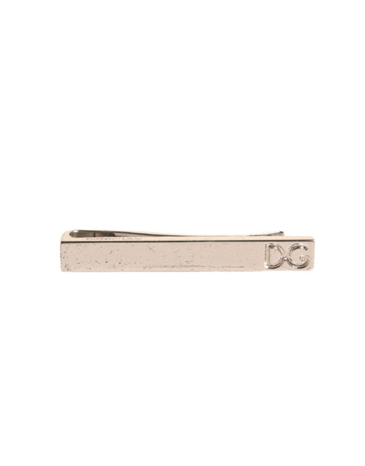 Dolce & Gabbana Silver Tone Brass Logo Branded Tie Clip Bar Dolce & Gabbana