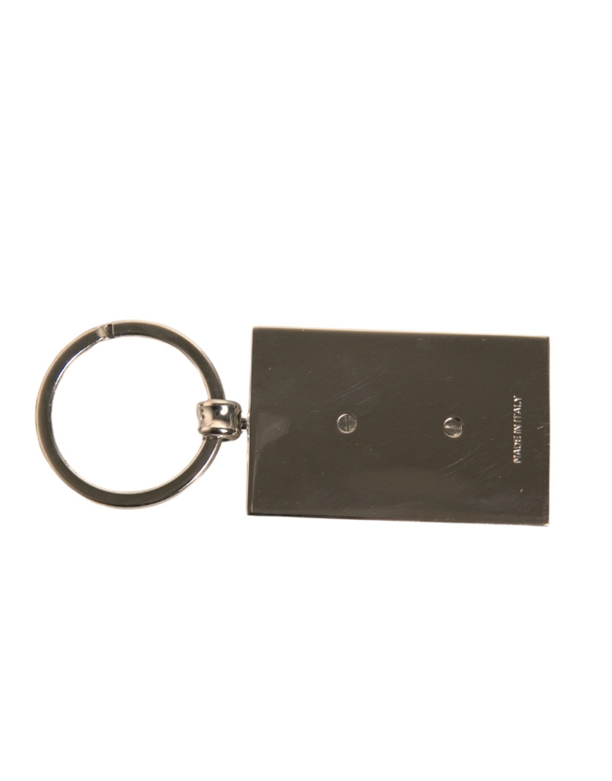 Dolce & Gabbana Black Leather Logo Metal Ring Keychain Keyring Dolce & Gabbana