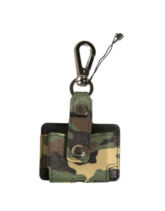 Dolce & Gabbana Multicolor Camouflage Leather Metal Airpods Case Dolce & Gabbana