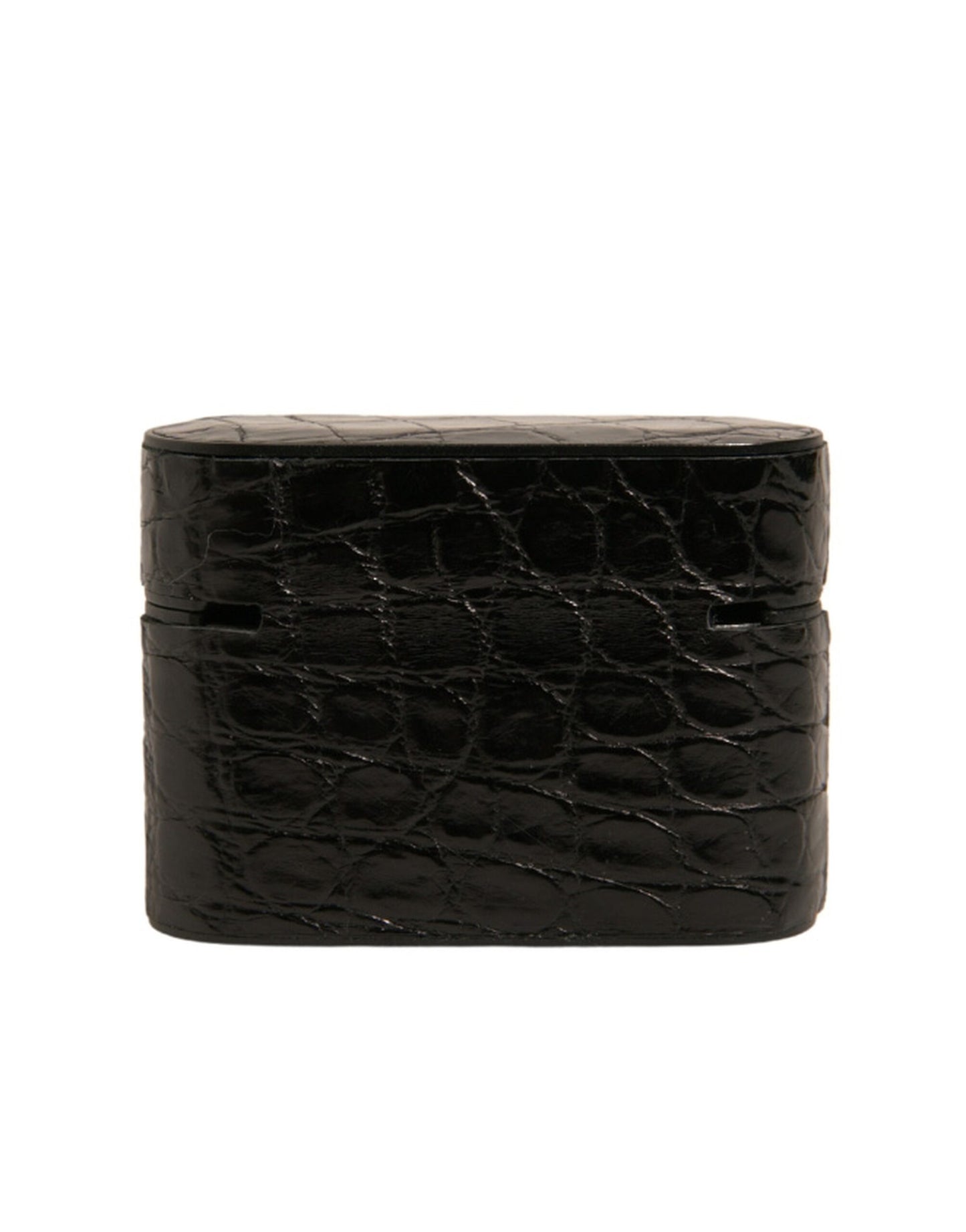 Dolce & Gabbana Black Leather Metal Logo Plaque Holder Airpods Case Dolce & Gabbana