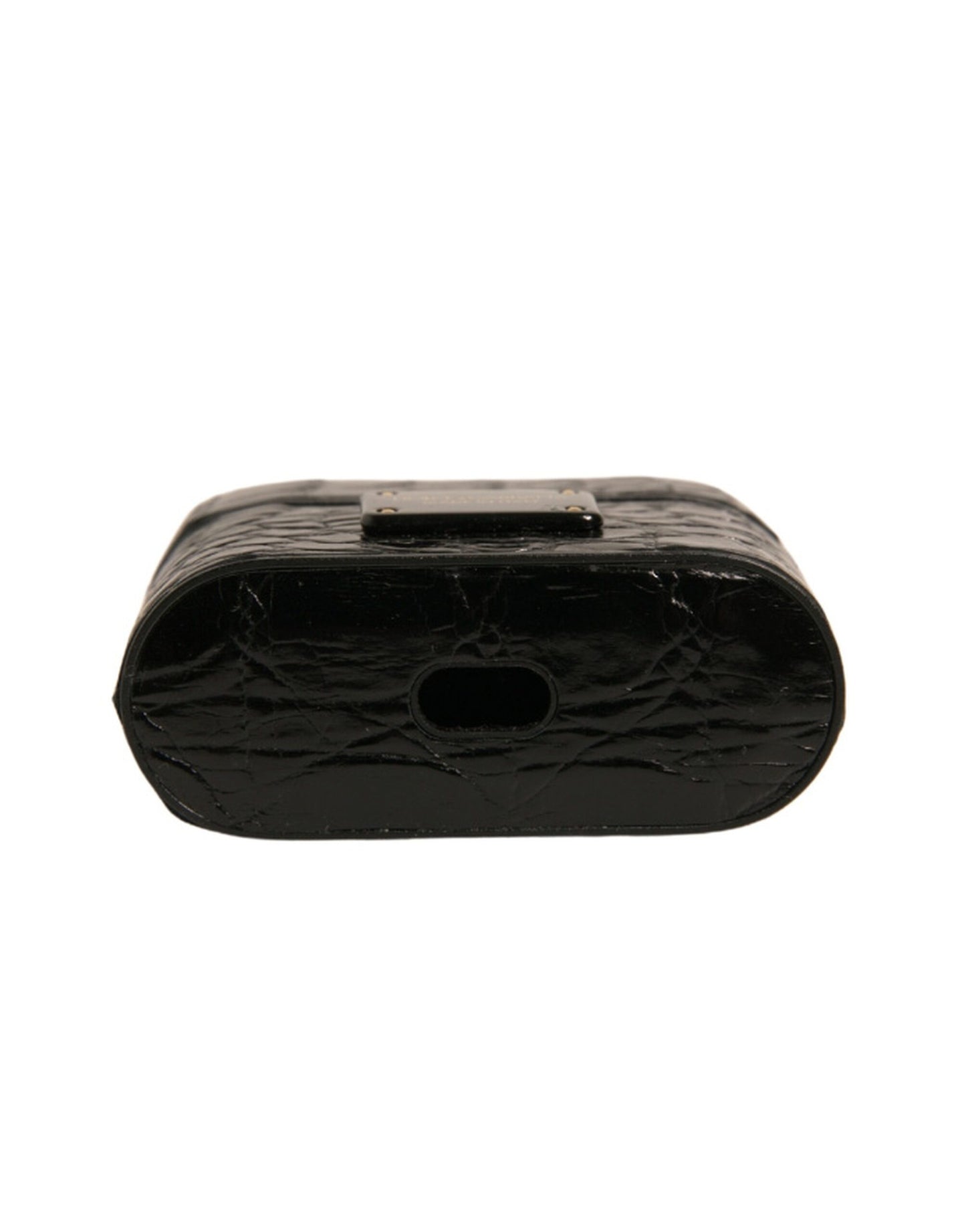 Dolce & Gabbana Black Leather Metal Logo Plaque Holder Airpods Case Dolce & Gabbana