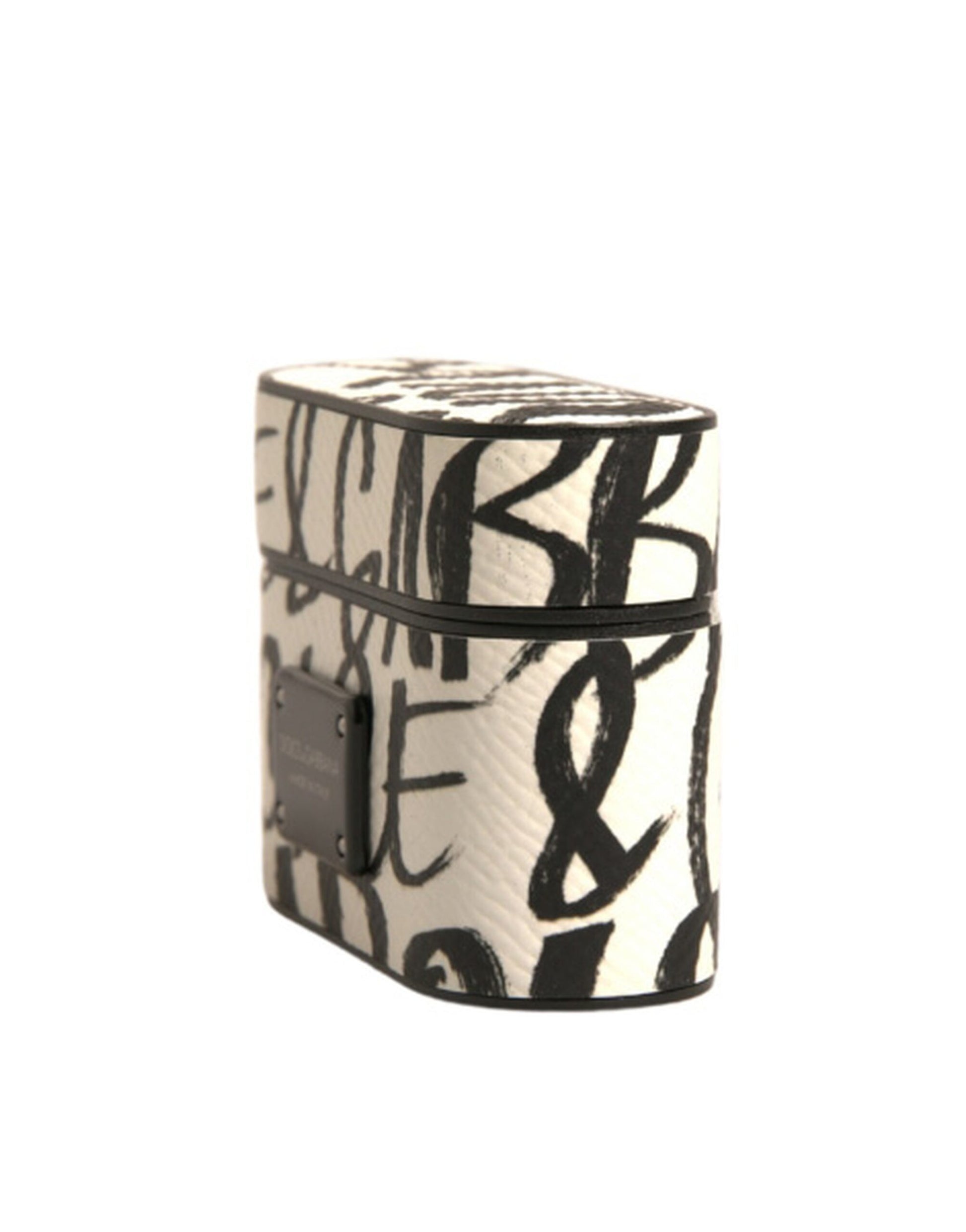 Dolce & Gabbana Black White Leather Scribble Embossed Logo Airpods Case Dolce & Gabbana