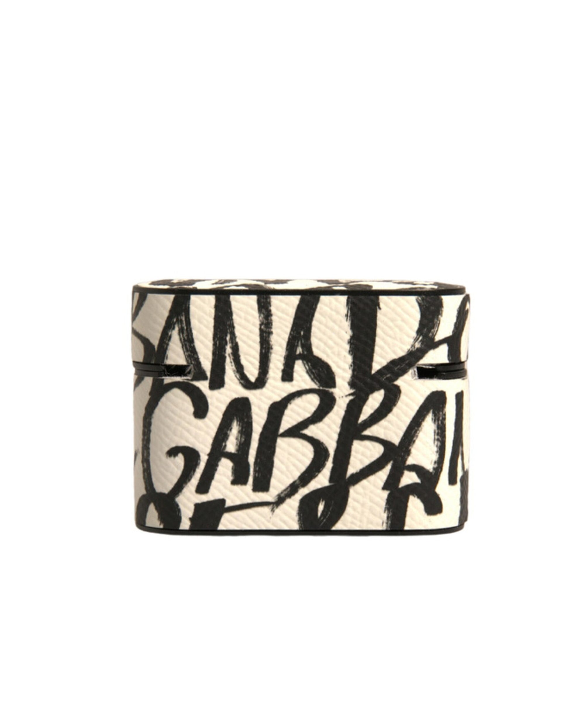 Dolce & Gabbana Black White Leather Scribble Embossed Logo Airpods Case Dolce & Gabbana