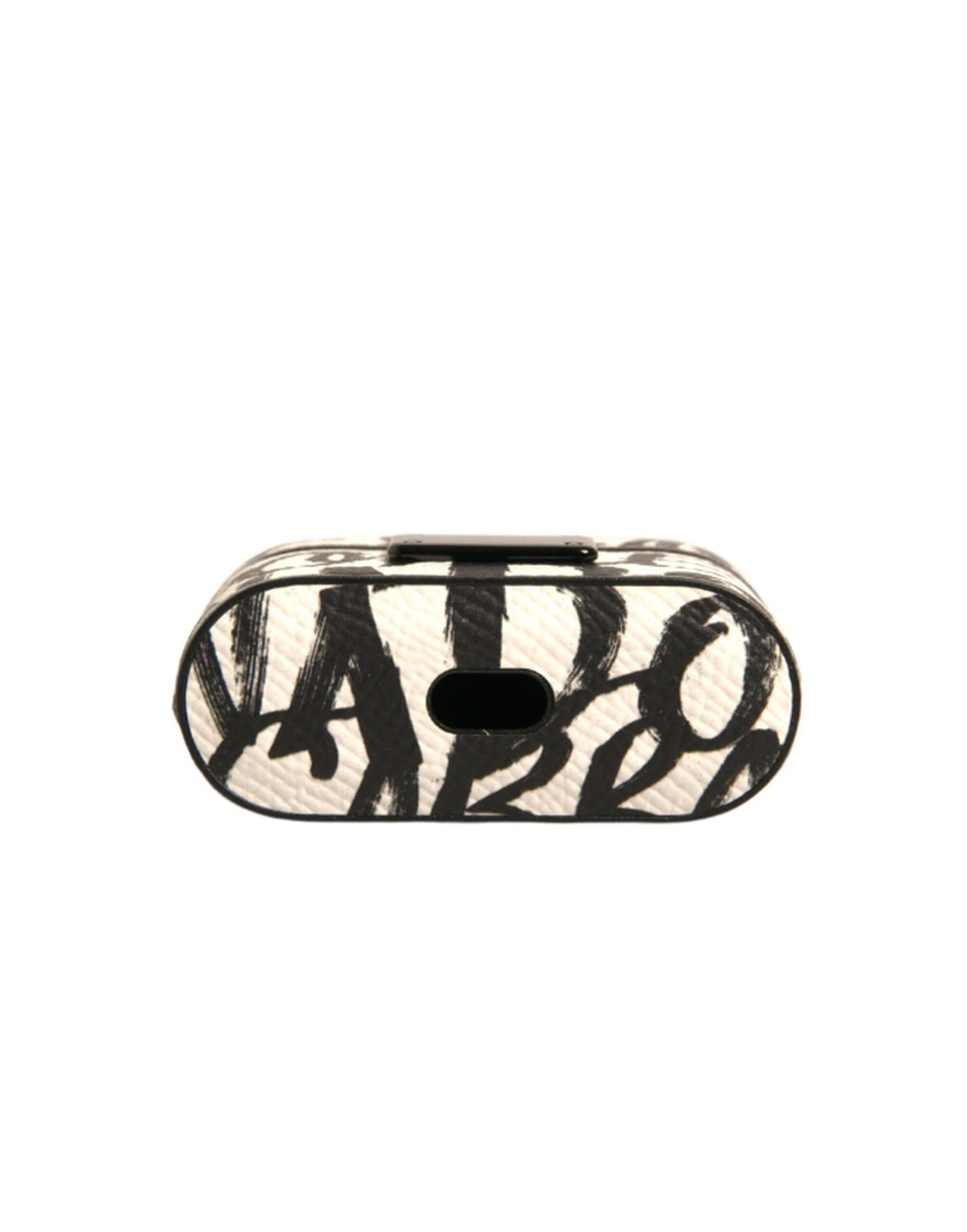 Dolce & Gabbana Black White Leather Scribble Embossed Logo Airpods Case Dolce & Gabbana