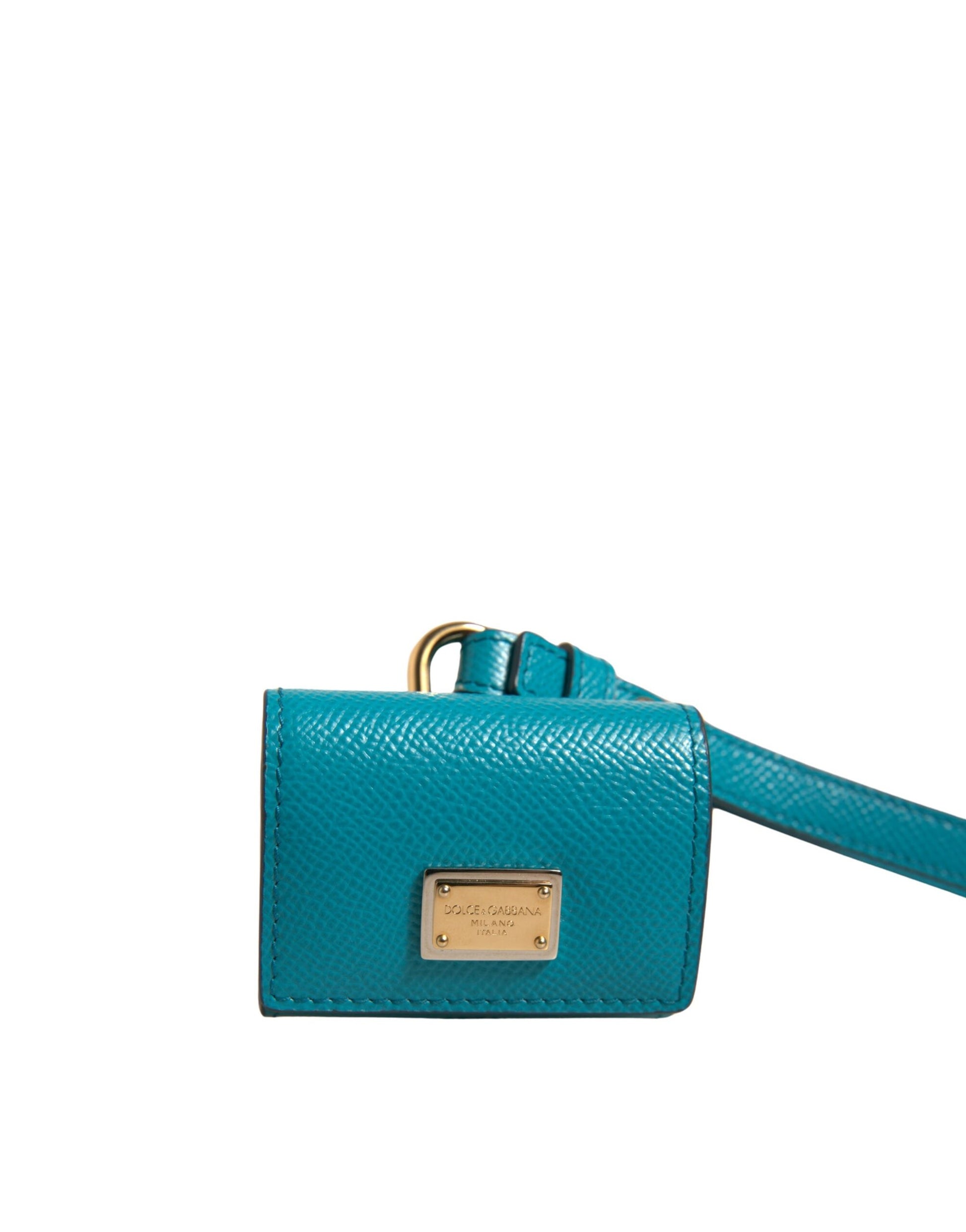 Dolce & Gabbana Green Logo Plaque Leather Gold Metal Strap Airpods Case Dolce & Gabbana