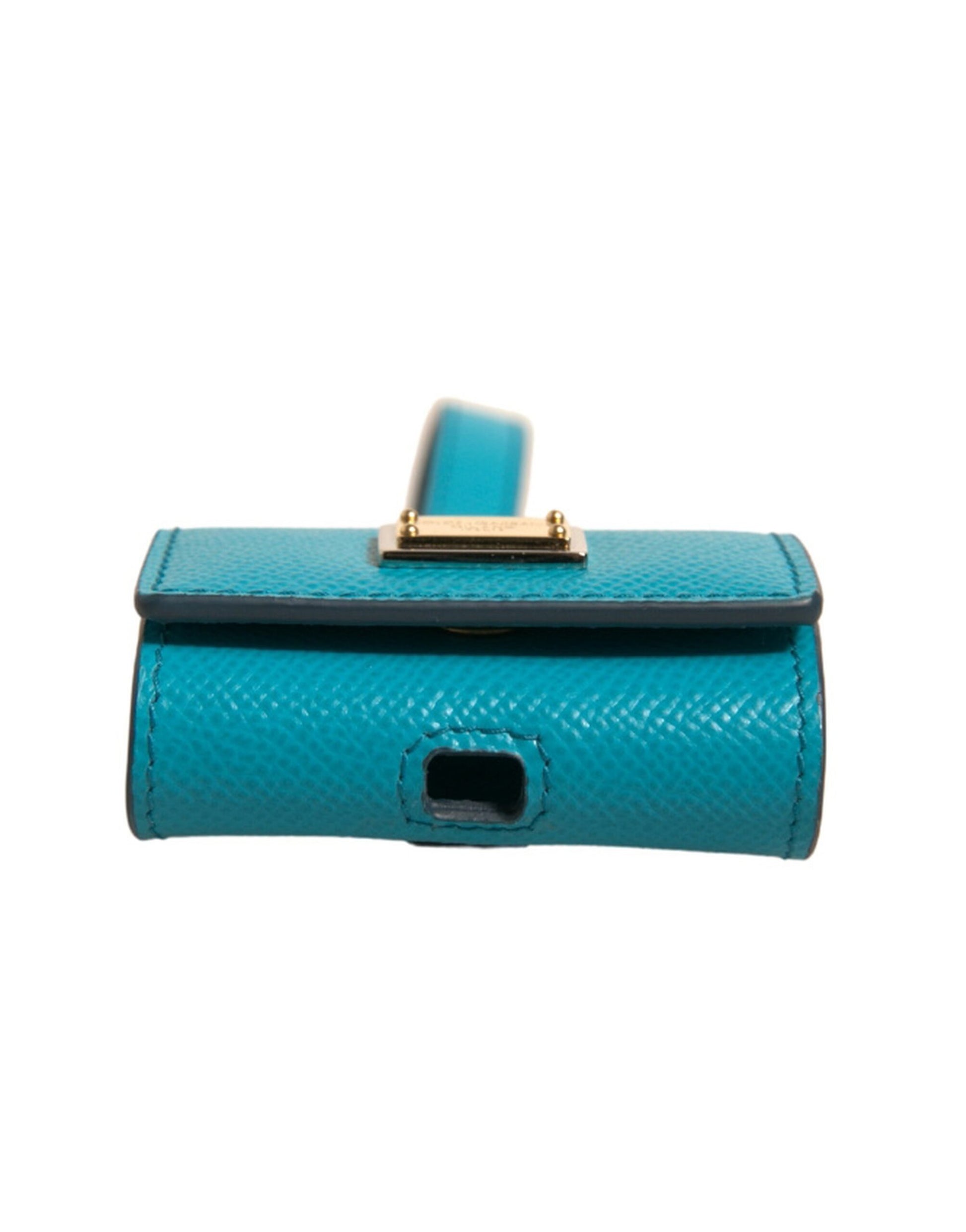 Dolce & Gabbana Green Logo Plaque Leather Gold Metal Strap Airpods Case Dolce & Gabbana