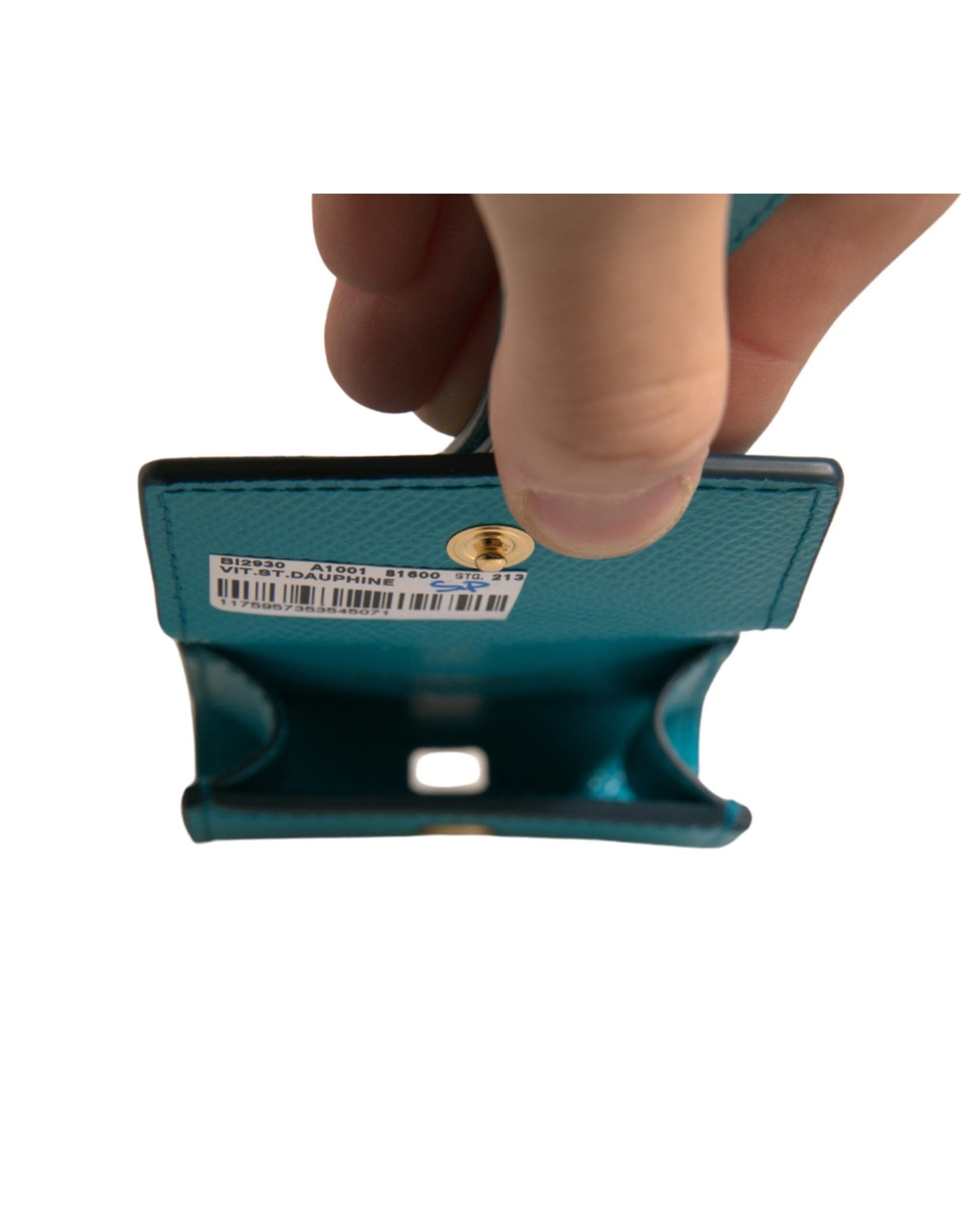 Dolce & Gabbana Green Logo Plaque Leather Gold Metal Strap Airpods Case Dolce & Gabbana