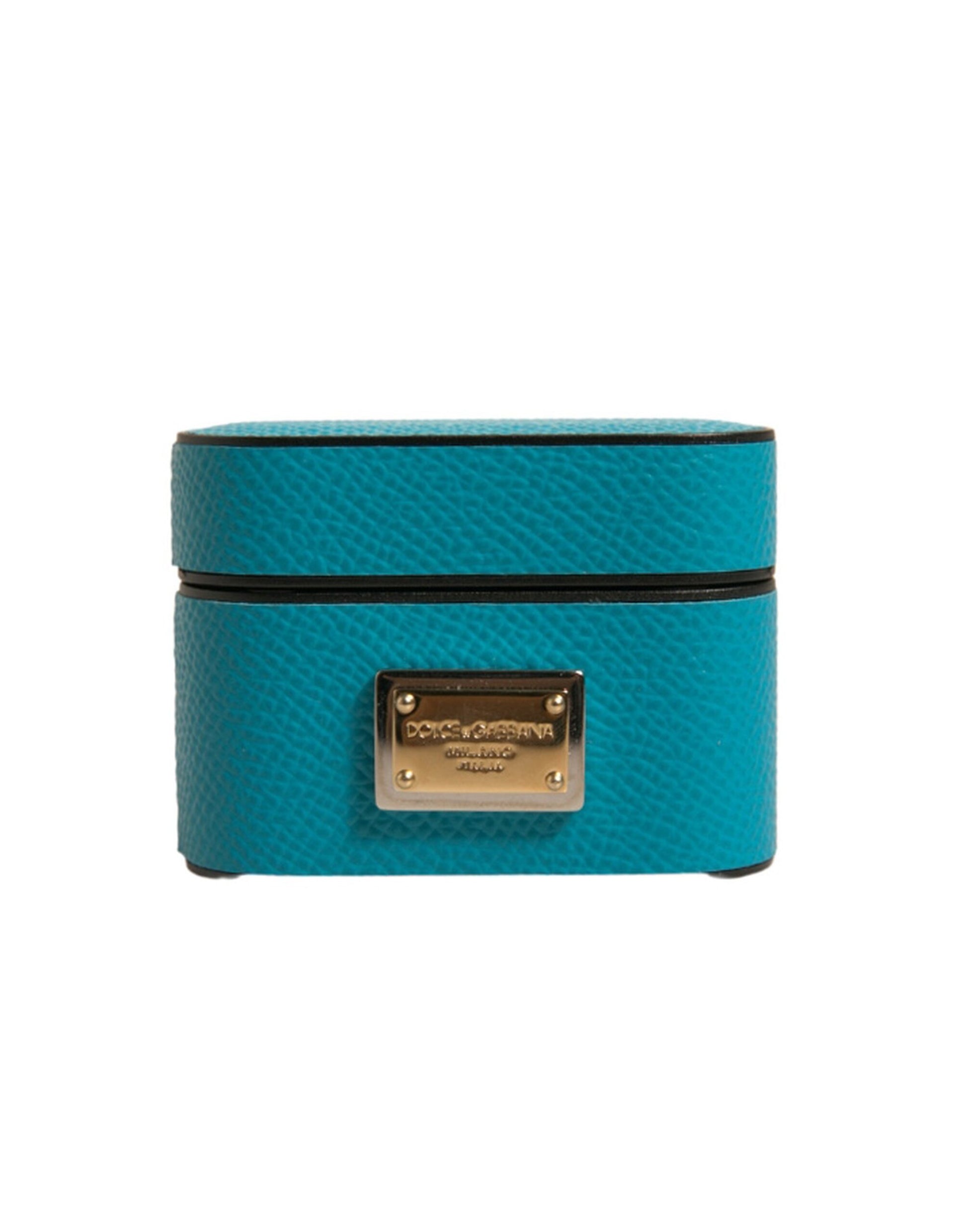 Dolce & Gabbana Green Leather Metal Logo Plaque Holder Airpods Case Dolce & Gabbana