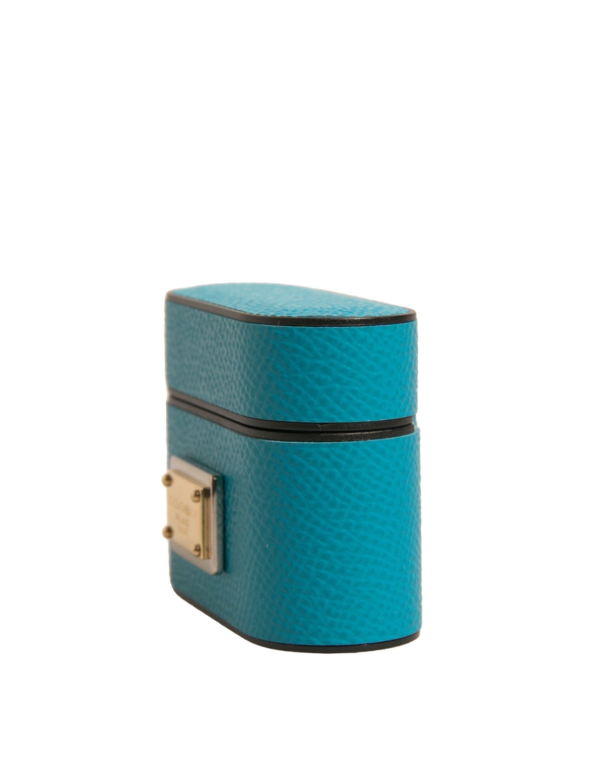 Dolce & Gabbana Green Leather Metal Logo Plaque Holder Airpods Case Dolce & Gabbana