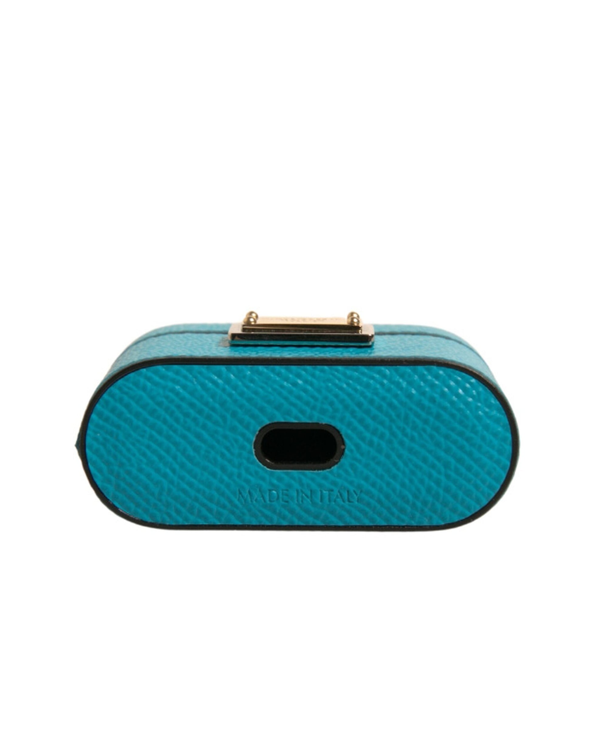 Dolce & Gabbana Green Leather Metal Logo Plaque Holder Airpods Case Dolce & Gabbana