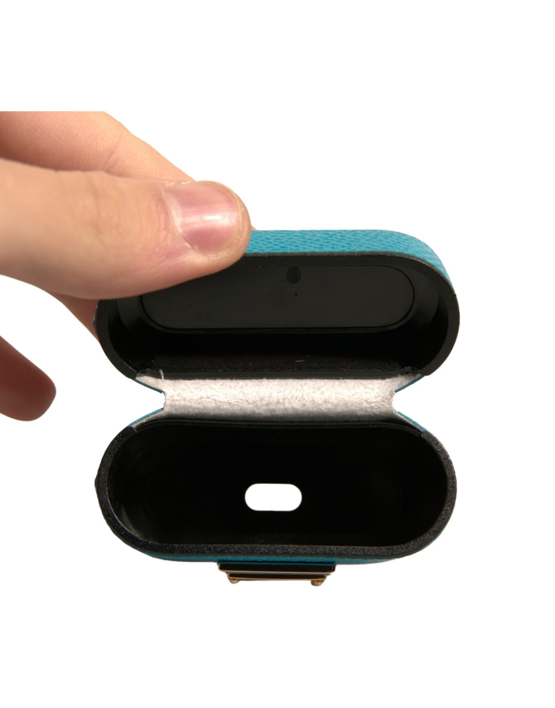 Dolce & Gabbana Green Leather Metal Logo Plaque Holder Airpods Case Dolce & Gabbana