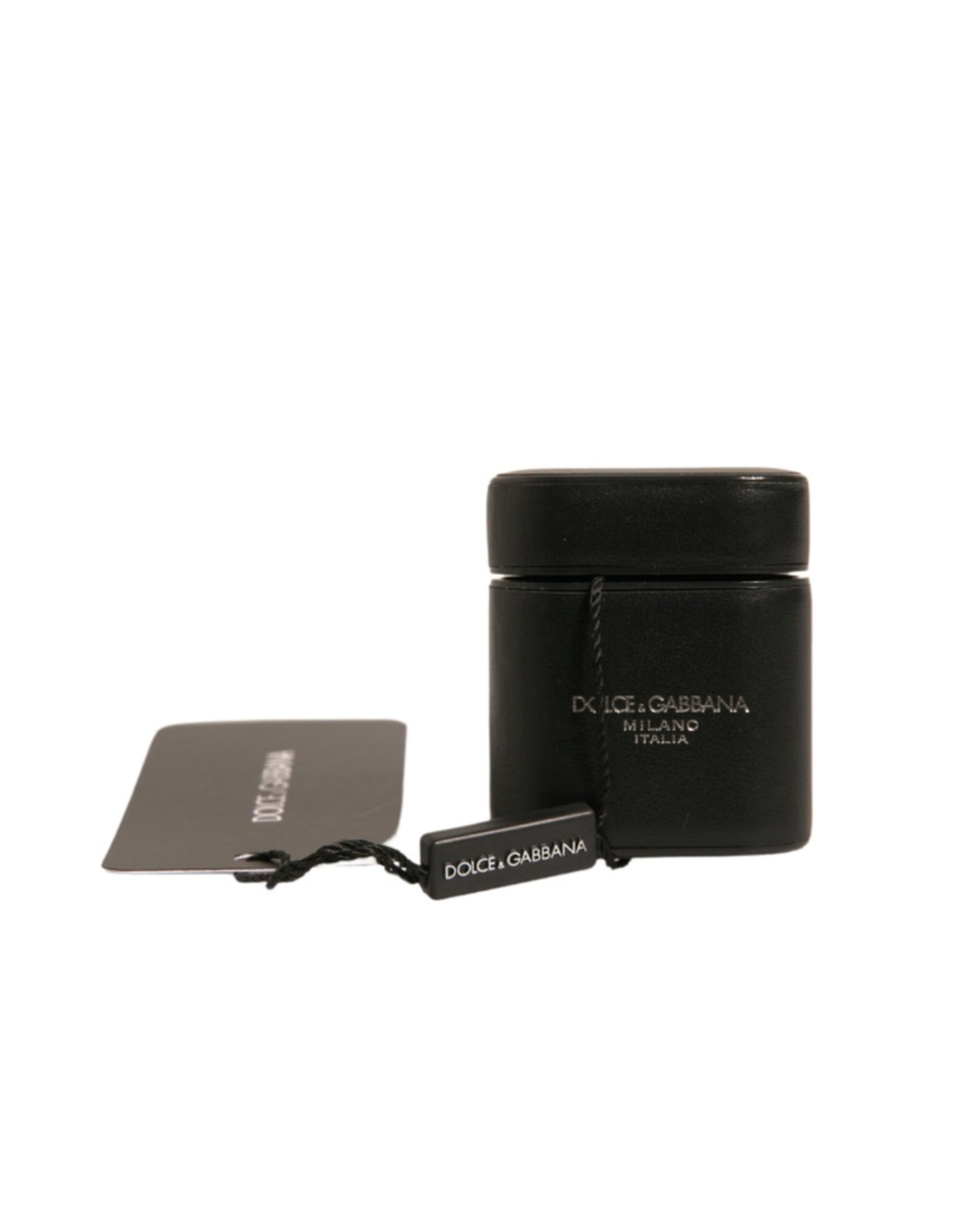 Dolce & Gabbana Black PVC Logo Print Flip Holder Airpods Case Dolce & Gabbana