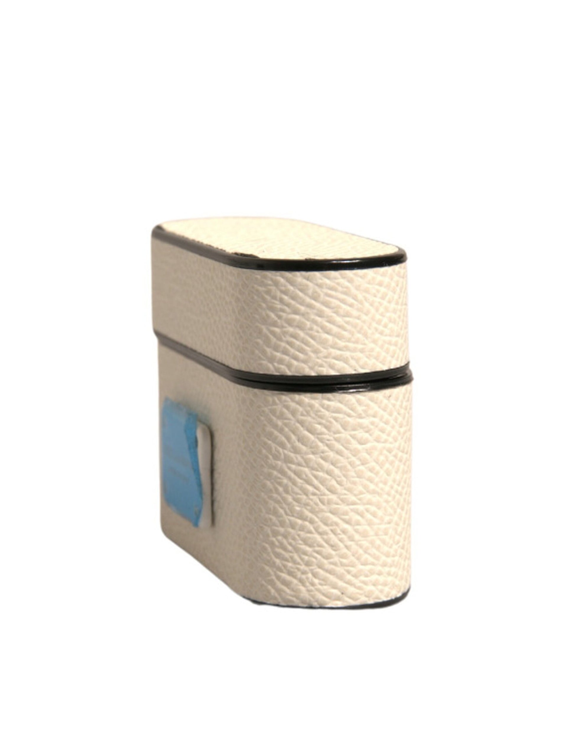 Dolce & Gabbana White Leather Metal Logo Plaque Holder Airpods Case Dolce & Gabbana