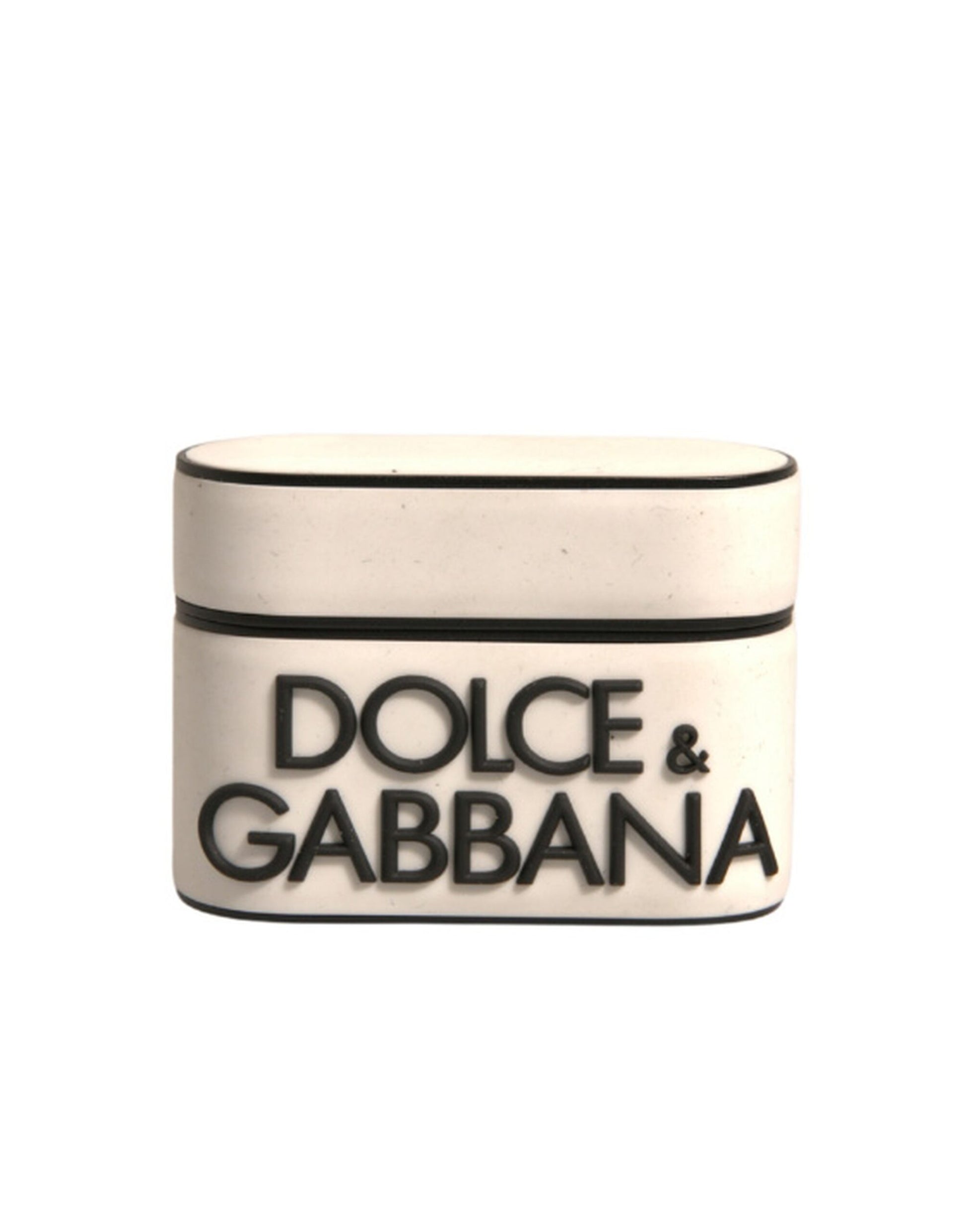 Dolce & Gabbana White PVC Embossed Logo Plaque Holder Airpods Case Dolce & Gabbana