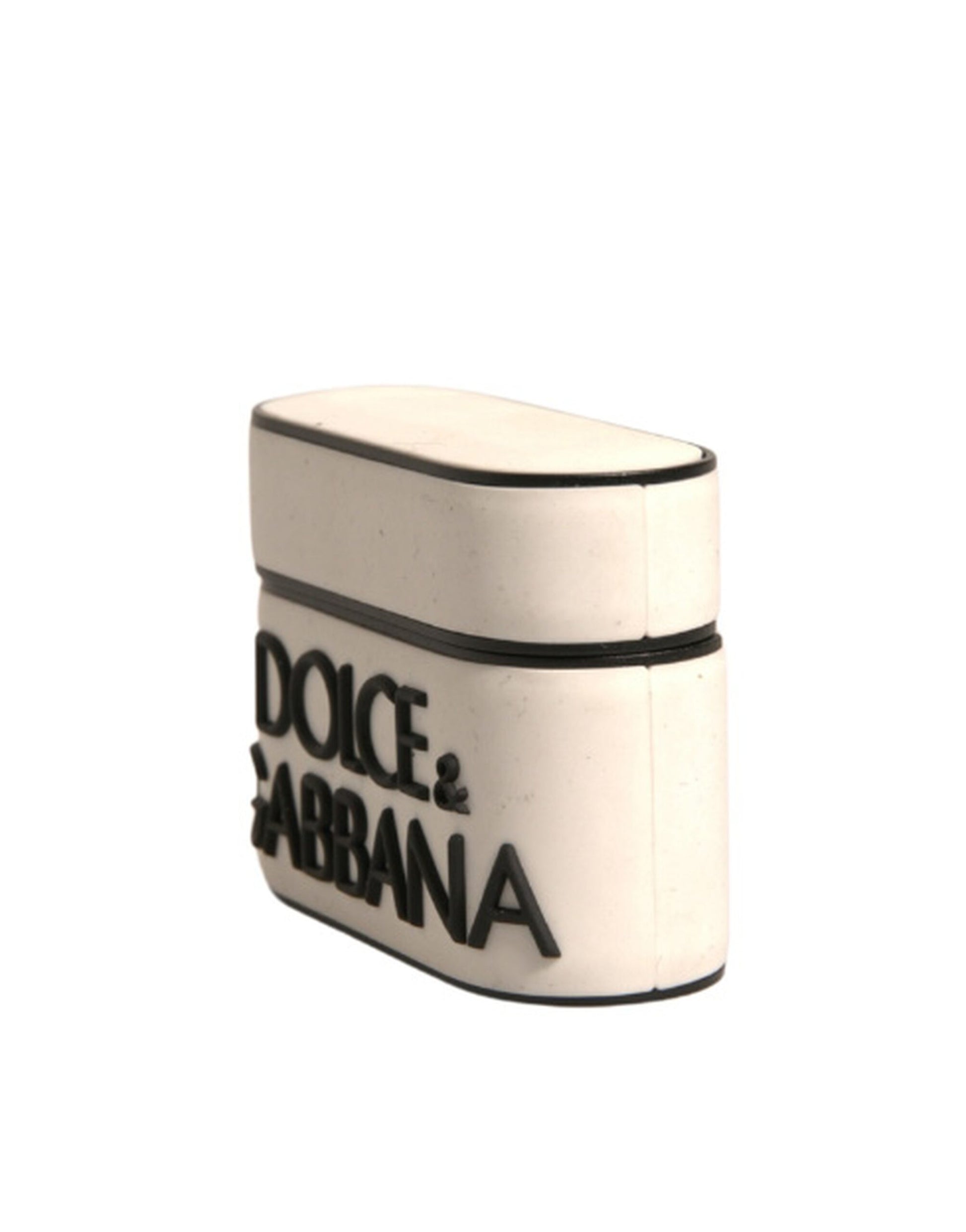 Dolce & Gabbana White PVC Embossed Logo Plaque Holder Airpods Case Dolce & Gabbana