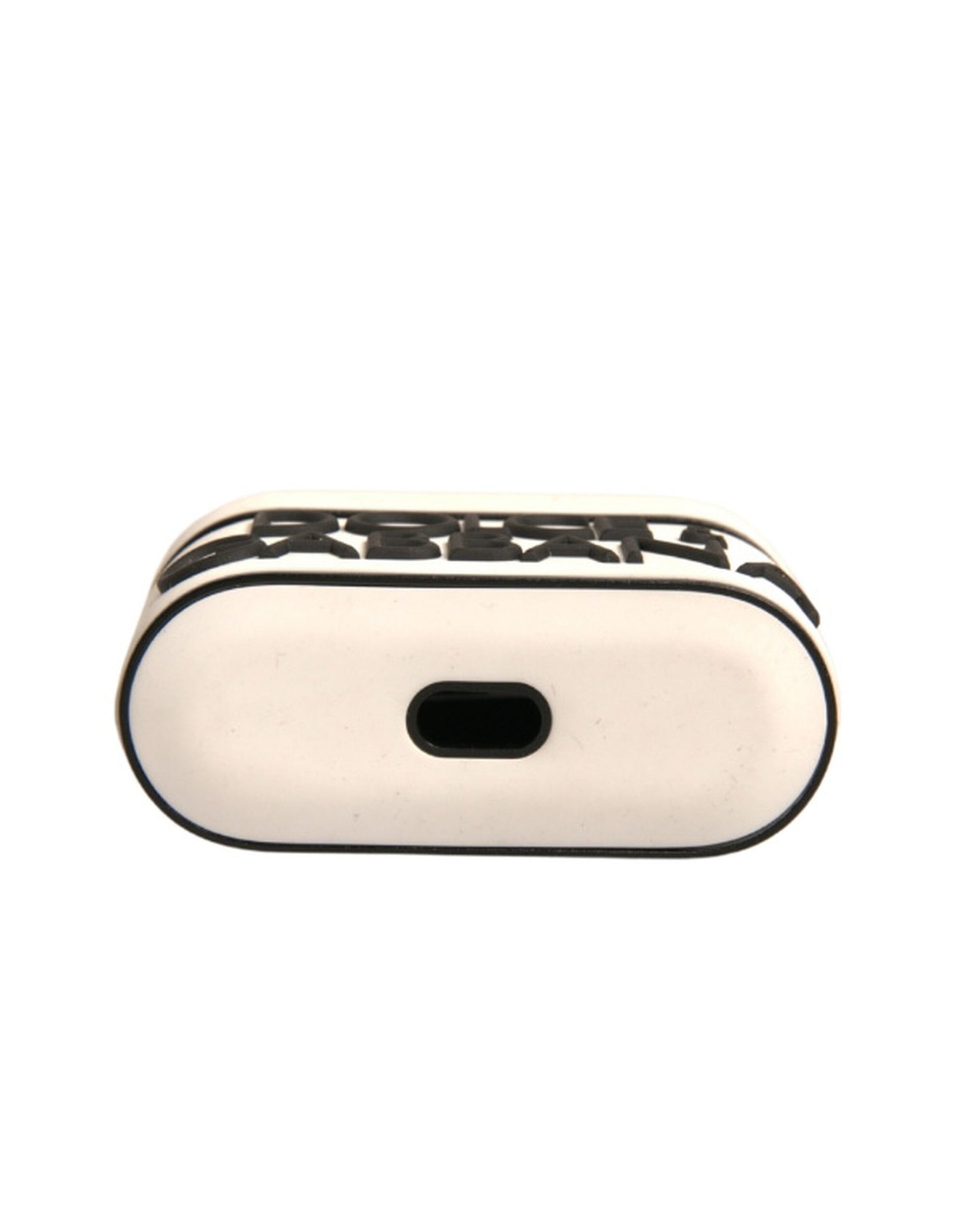 Dolce & Gabbana White PVC Embossed Logo Plaque Holder Airpods Case Dolce & Gabbana