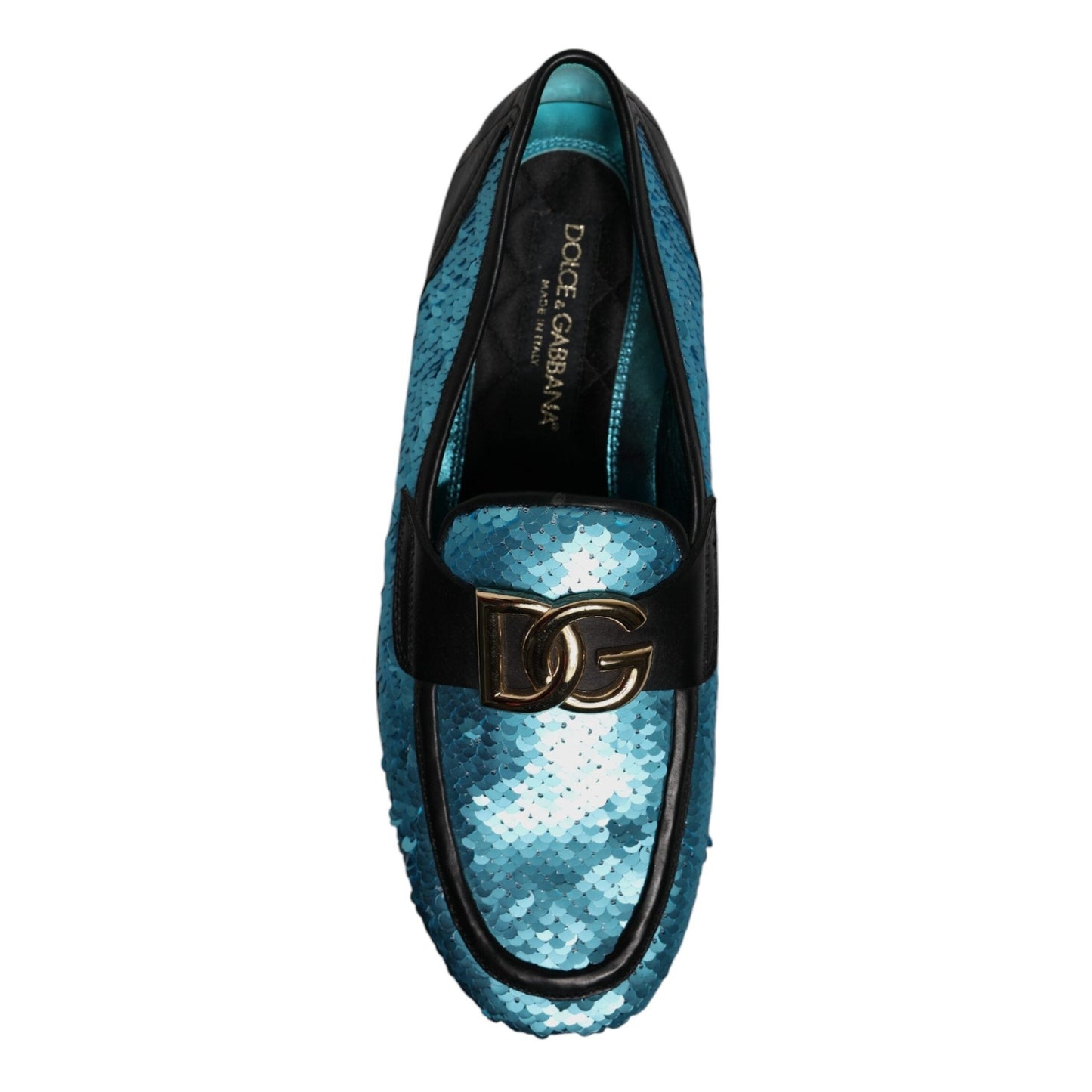 Dolce & Gabbana Blue Sequined Loafers Formal Dress Shoes