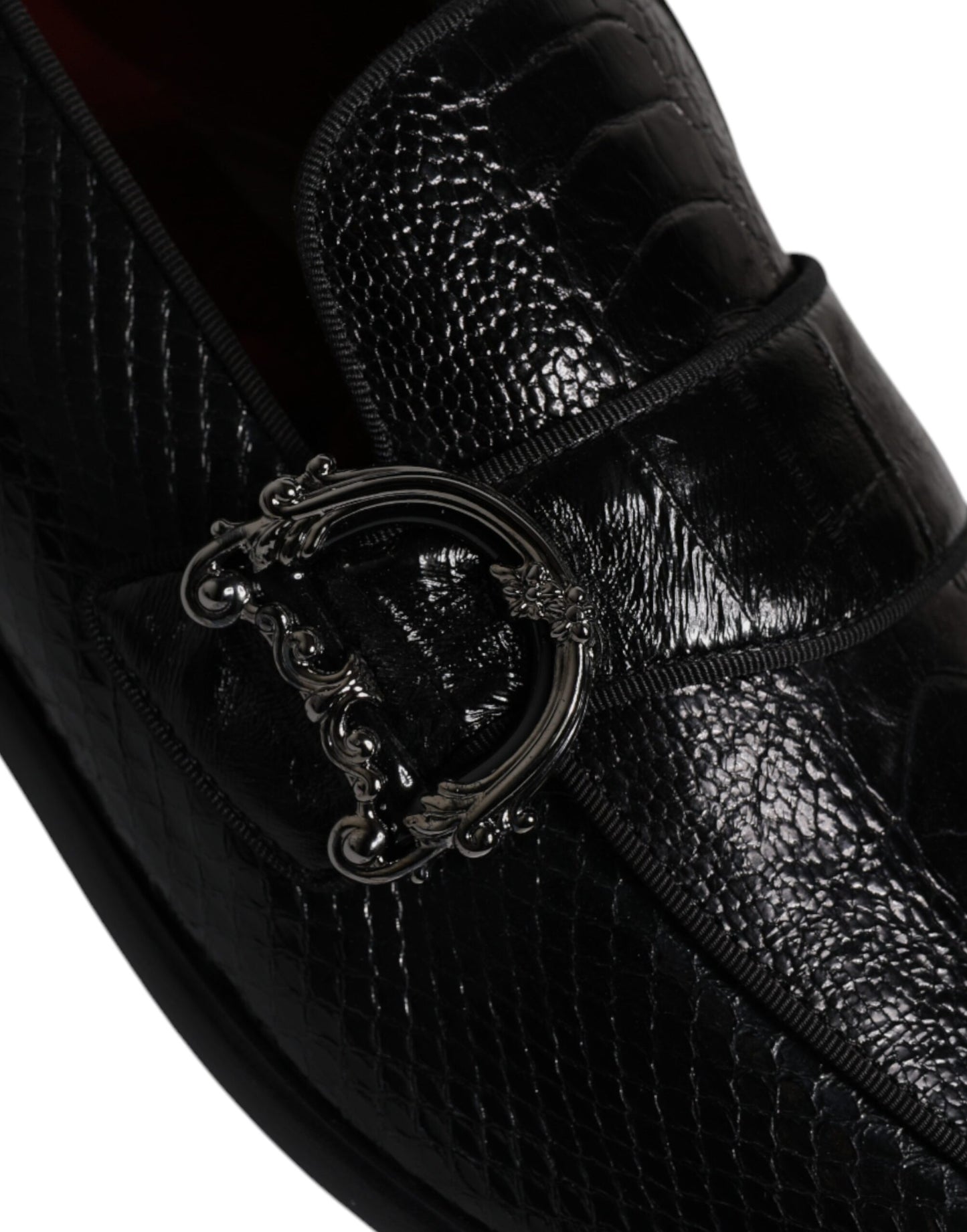 Dolce & Gabbana Black Exotic Leather DG Logo Loafers Formal Dress Shoes Dolce & Gabbana