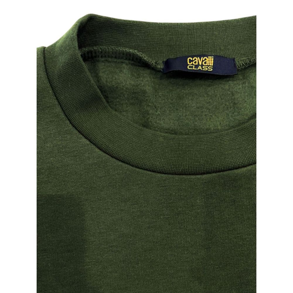 Cavalli Class Green Polyester Men Hoodie Cavalli Class