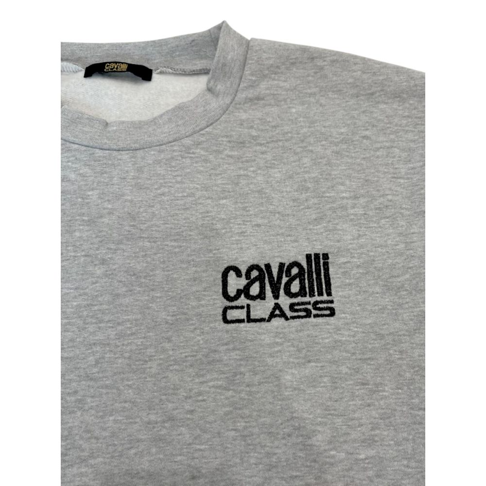 Cavalli Class Gray Polyester Men Hoodie Cavalli Class