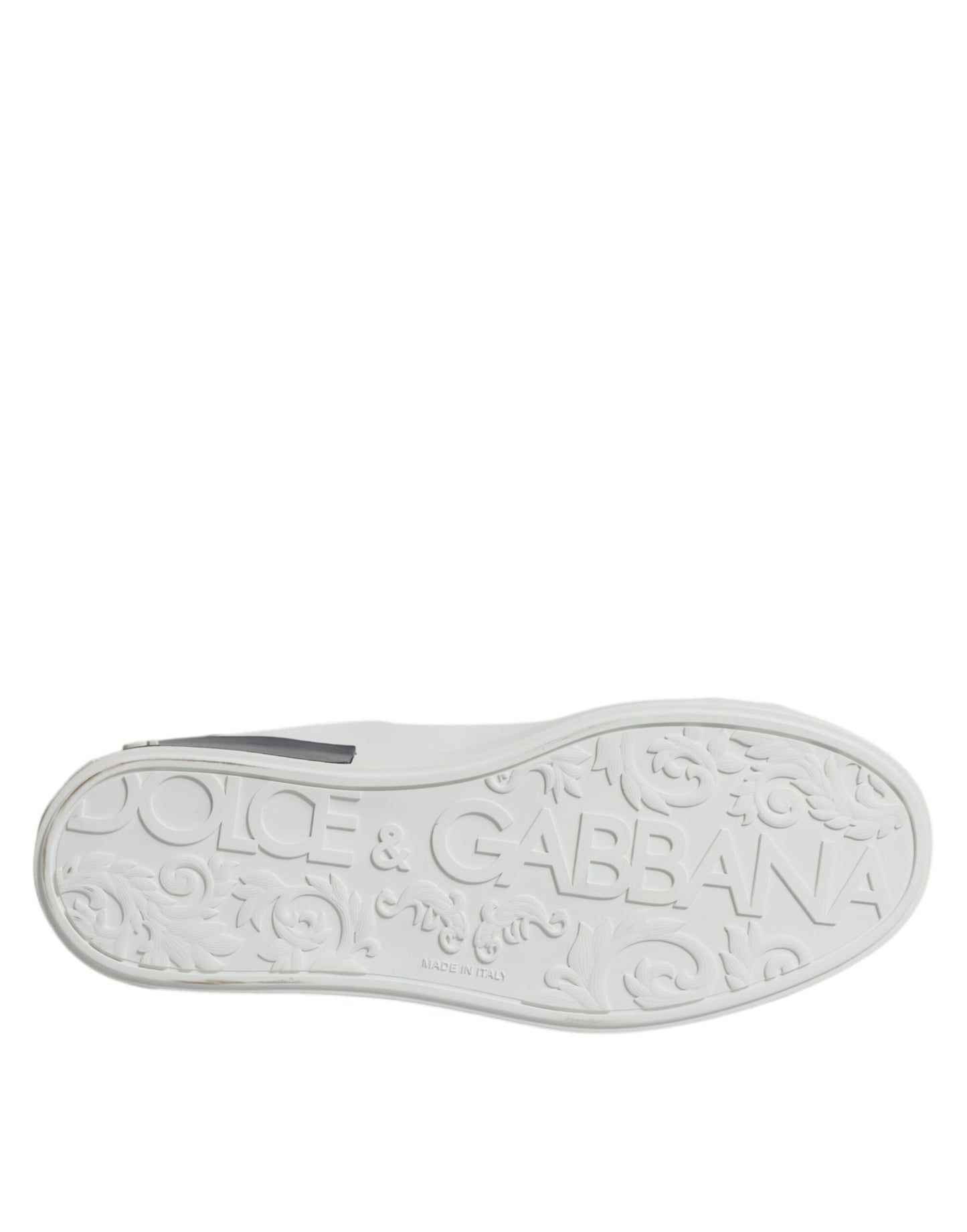 Dolce & Gabbana White Black Leather Portofino Sneakers Shoes Dolce & Gabbana