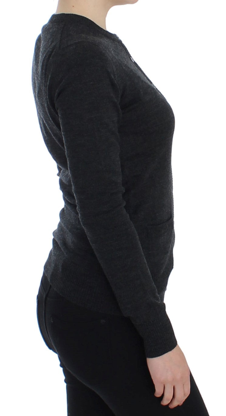 Dolce & Gabbana Gray Wool Button Cardigan Sweater Dolce & Gabbana