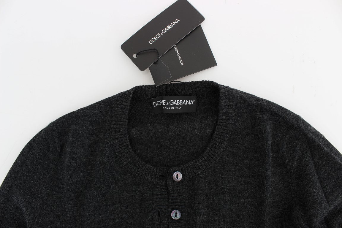 Dolce & Gabbana Gray Wool Button Cardigan Sweater Dolce & Gabbana